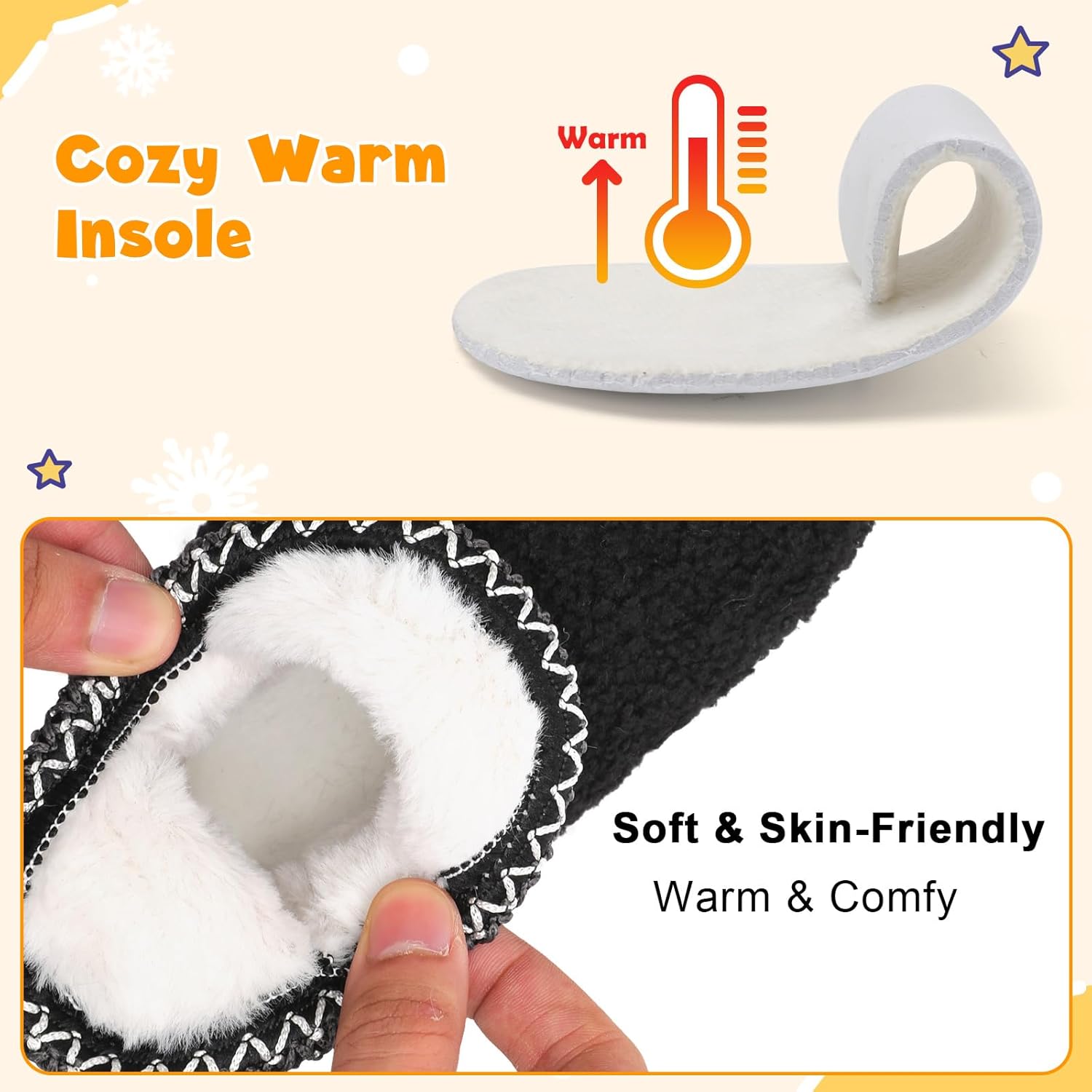 LeIsfIt Toddler Slippers Boys Girls Cozy Warm House Shoes Kids Non-slip Winter Slipper Booties Slip on Plush Lining Sock Slippers - Image 4