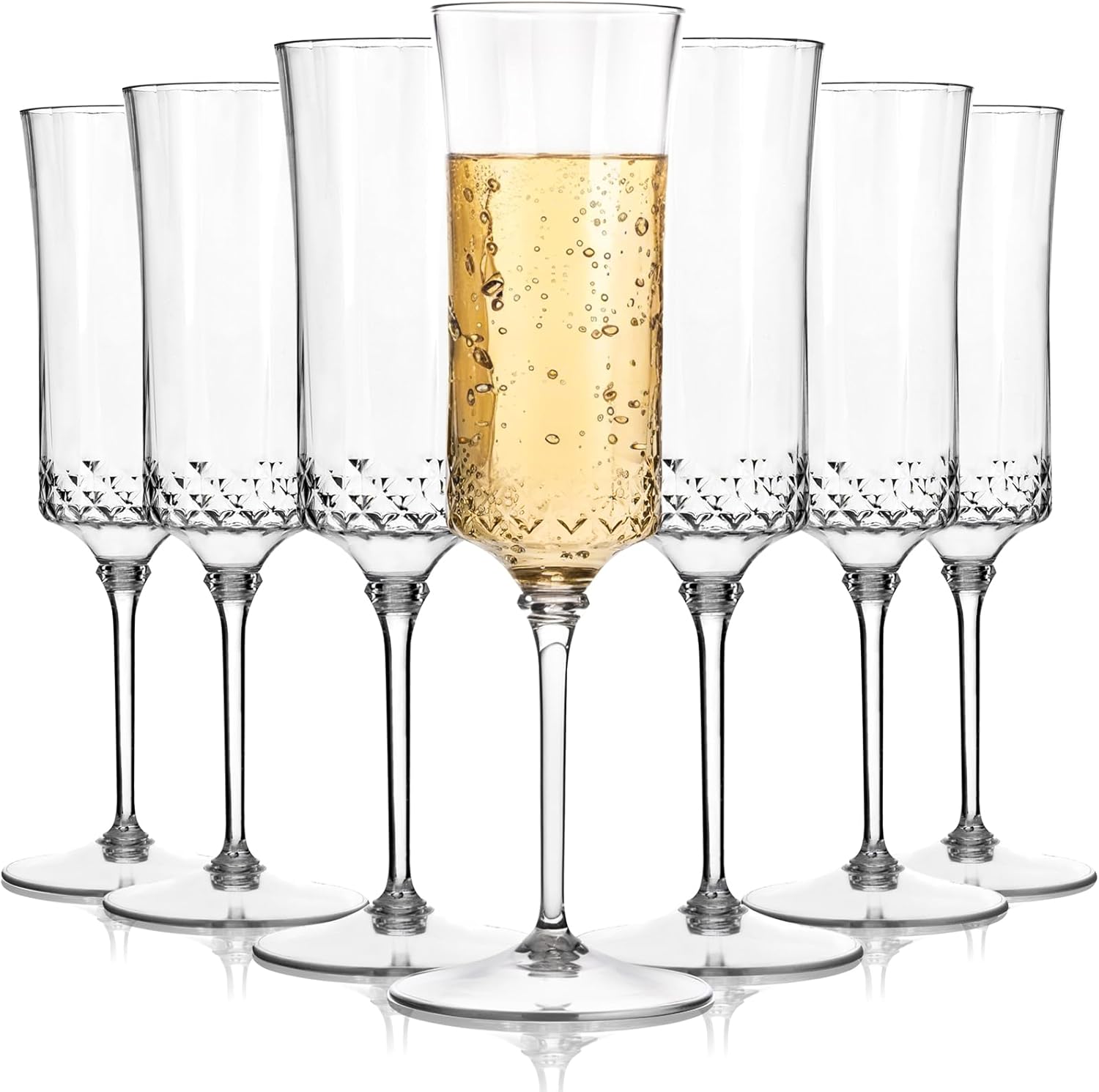 supernal 20 Pack Plastic Champagne Flutes - 7Oz Clear Crystal Champagne Glasses -Plastic Toasting Glasses 3-Pieces Durable Perfect for Party Birthday Anniversary Wedding