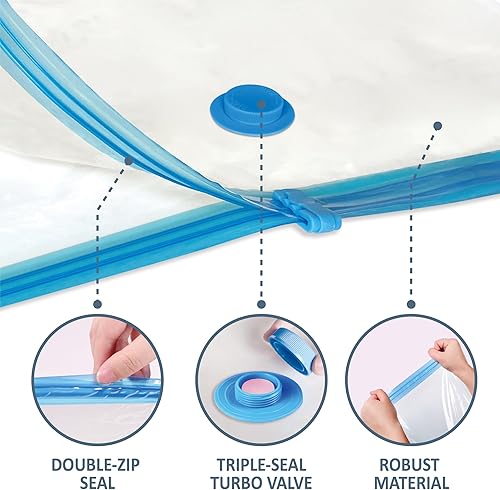 Miniatura 6 de MattEasy 6 bolsas grandes de almacenamiento al vacío con bomba eléctrica, bolsas de ahorro de espacio con bomba, bolsas selladas al vacío para ropa,