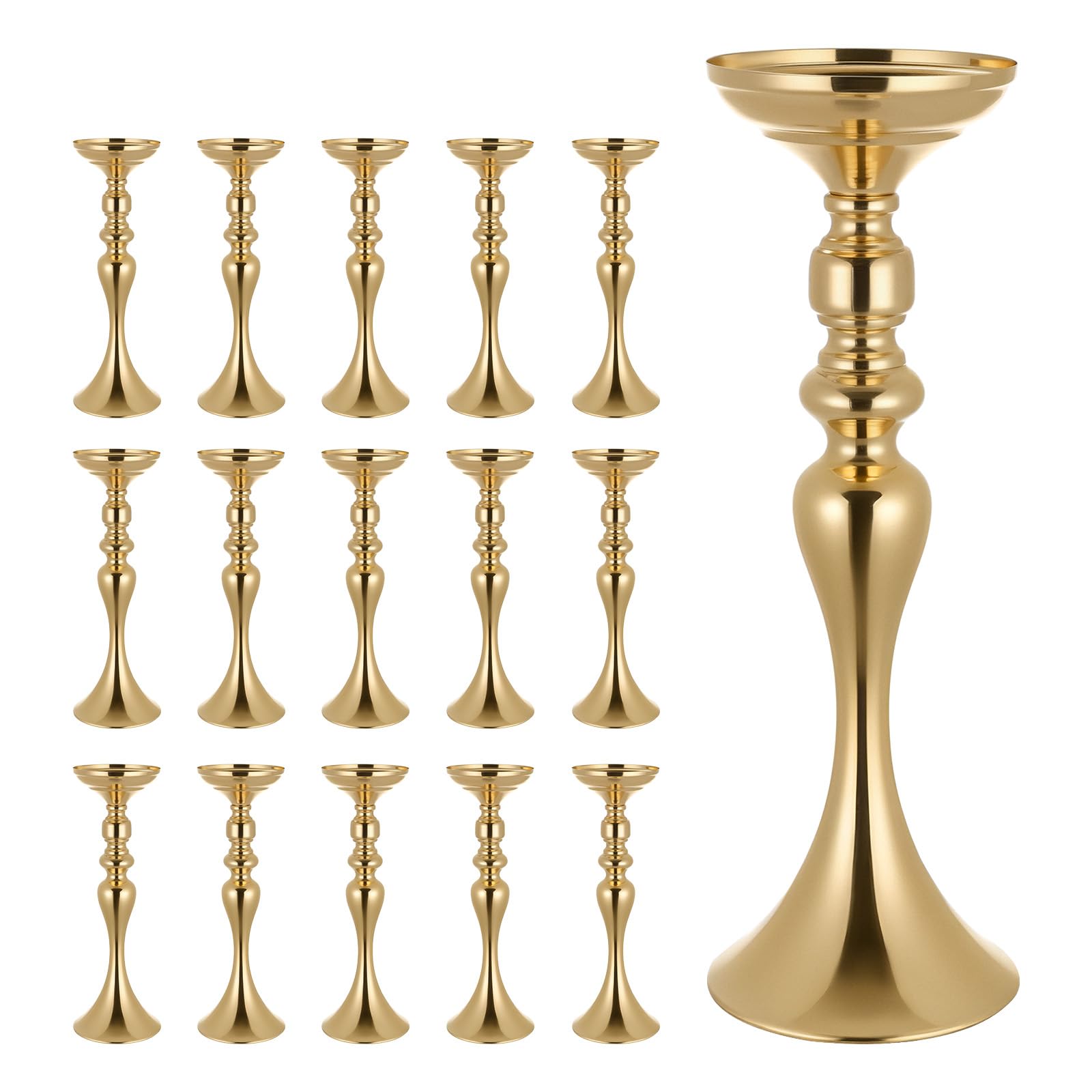 VEVOR 16 STK. Hochzeitsvasen Tafelaufsatz Blumenvasen für Hochzeit 38 cm Hoch, Metall Tafelaufsatz Vasen mit Blumenständern, Mittelstück Tischvase für Hochzeiten Party Jubiläumsfeier Zeremonie, Gold