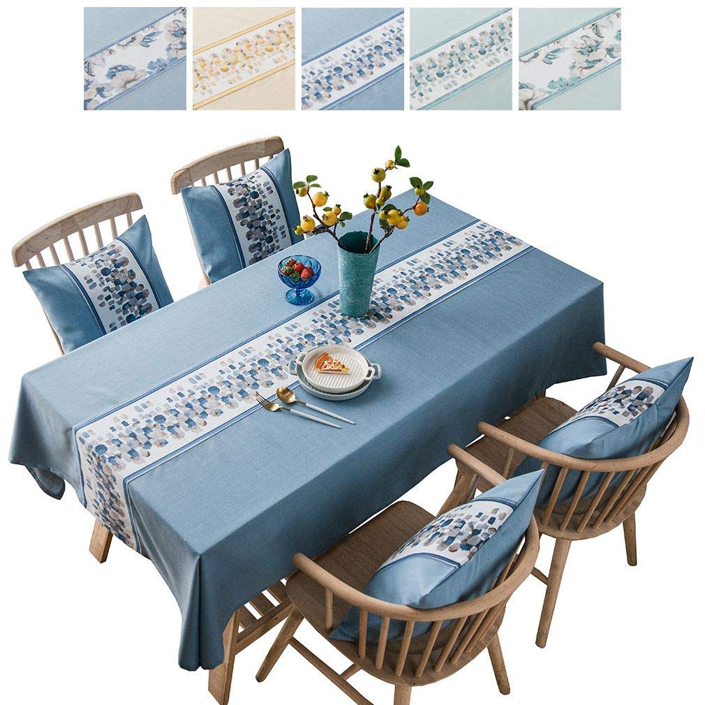 Funda de cojín Rectangular para Mesa de té, diseño de Bordado Elegante, Azul, 135 x300CM (53.15 x118.11 Inch)
