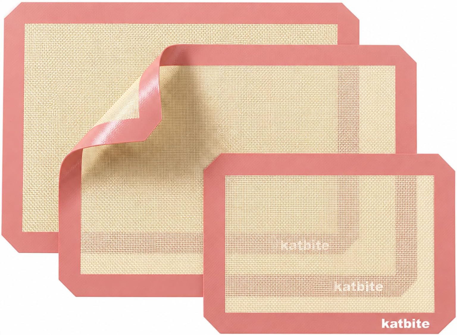 Katbite Silicone Baking Mat Set of 3 Pink