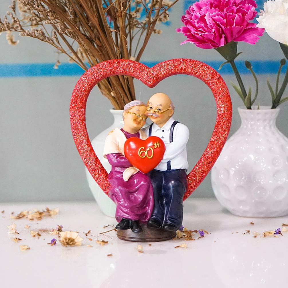 DreamsEden 60th Wedding Anniversary Sculpture - Marriage Anniversary for Parents, Grandparents, Old Age Couple, Friends, 60th Birthday for Mother