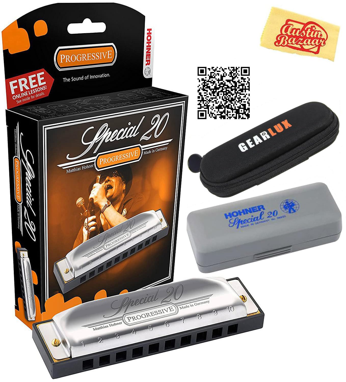 Amazon | Hohner Special 20 Harmonica - Key of F Bundle with Zip
