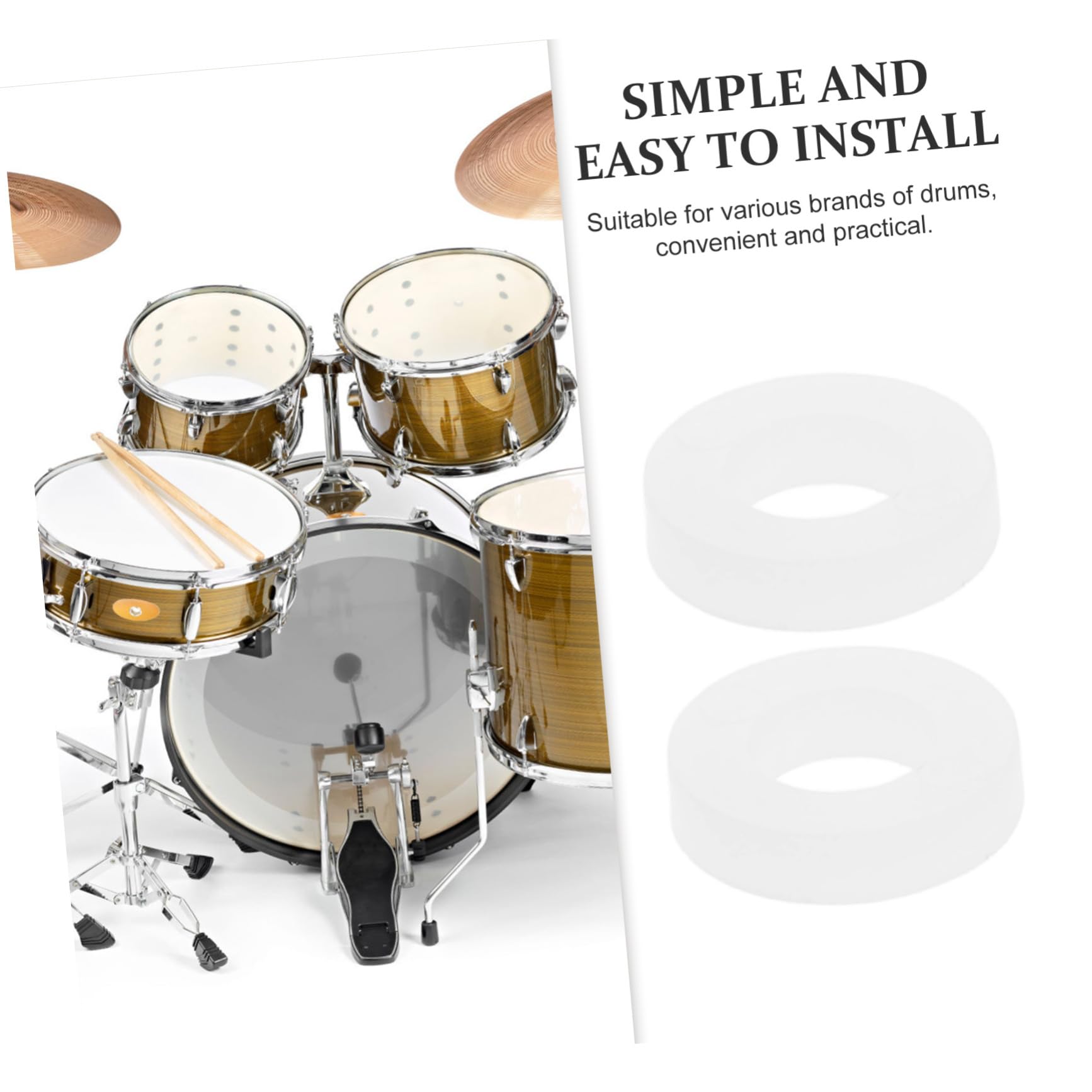 Abaodam 3sets Enhance Your Drum Performance Drum Kit Felt Pads Dampener Gel Pads Bass Patch Snare Regulator Washers 100pcs*3