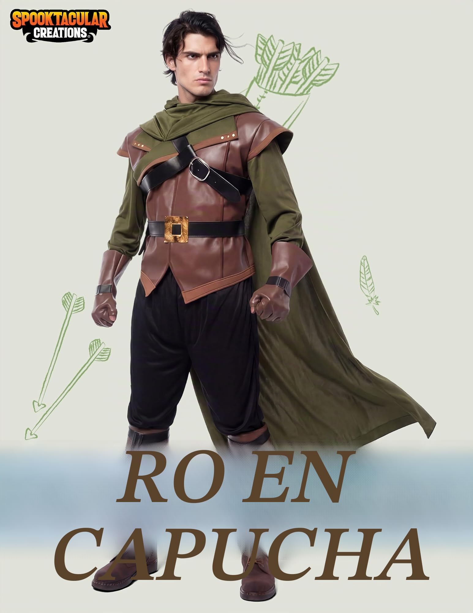 Spooktacular Creations Renaissance Robin Hood Deluxe Men Juego de disfraces Hecho de cuero para la fiesta de vestir de Halloween
