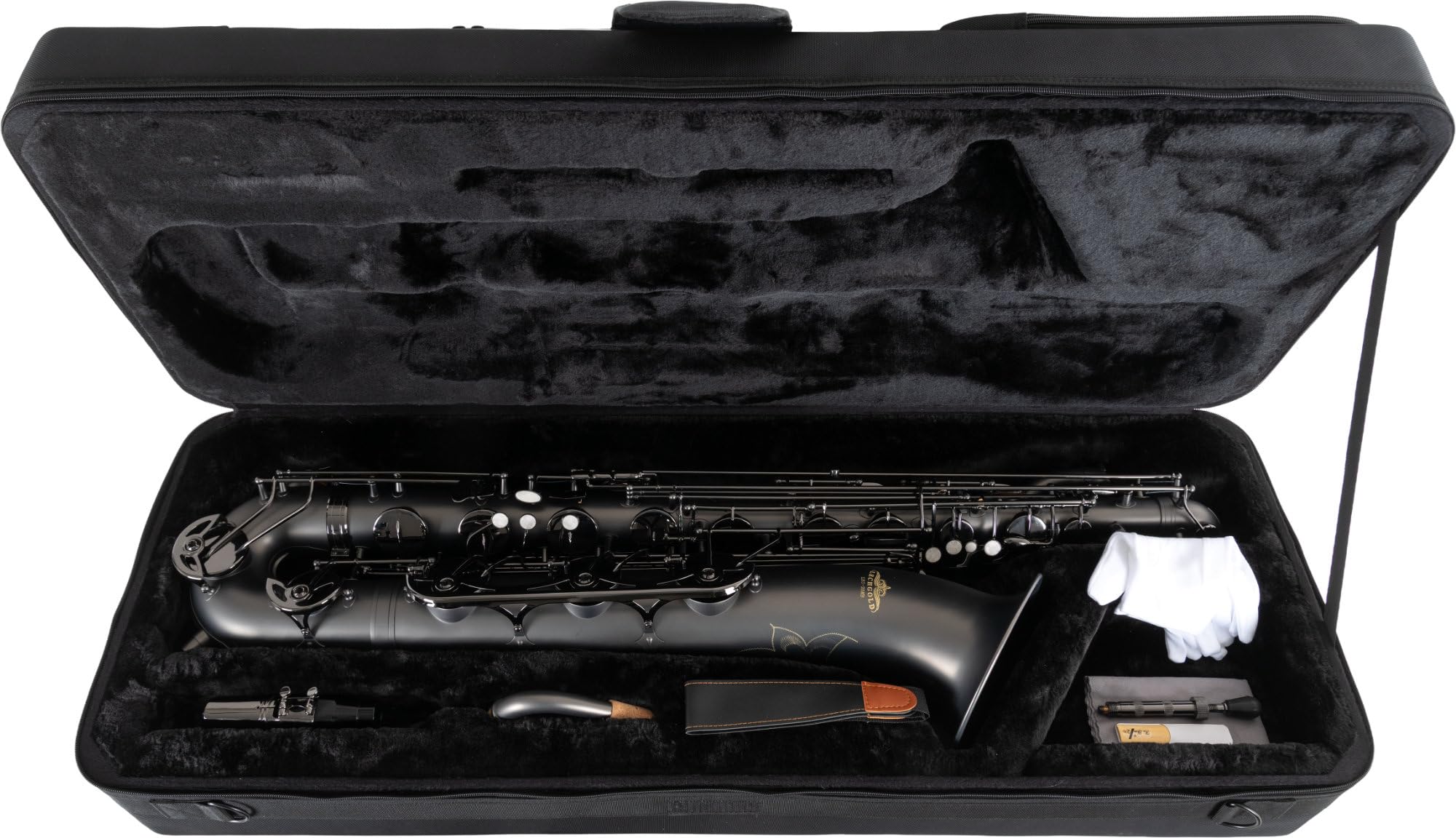 LBS-25MB Sassofono Baritono Nero Laccato, Modello: LBS-25MB | Intonazione: Eb, S-Collo: Ottone, nero laccato, Corpo: Ottone, nero laccato, Meccanica: Nichelata nera, Porta spartiti
