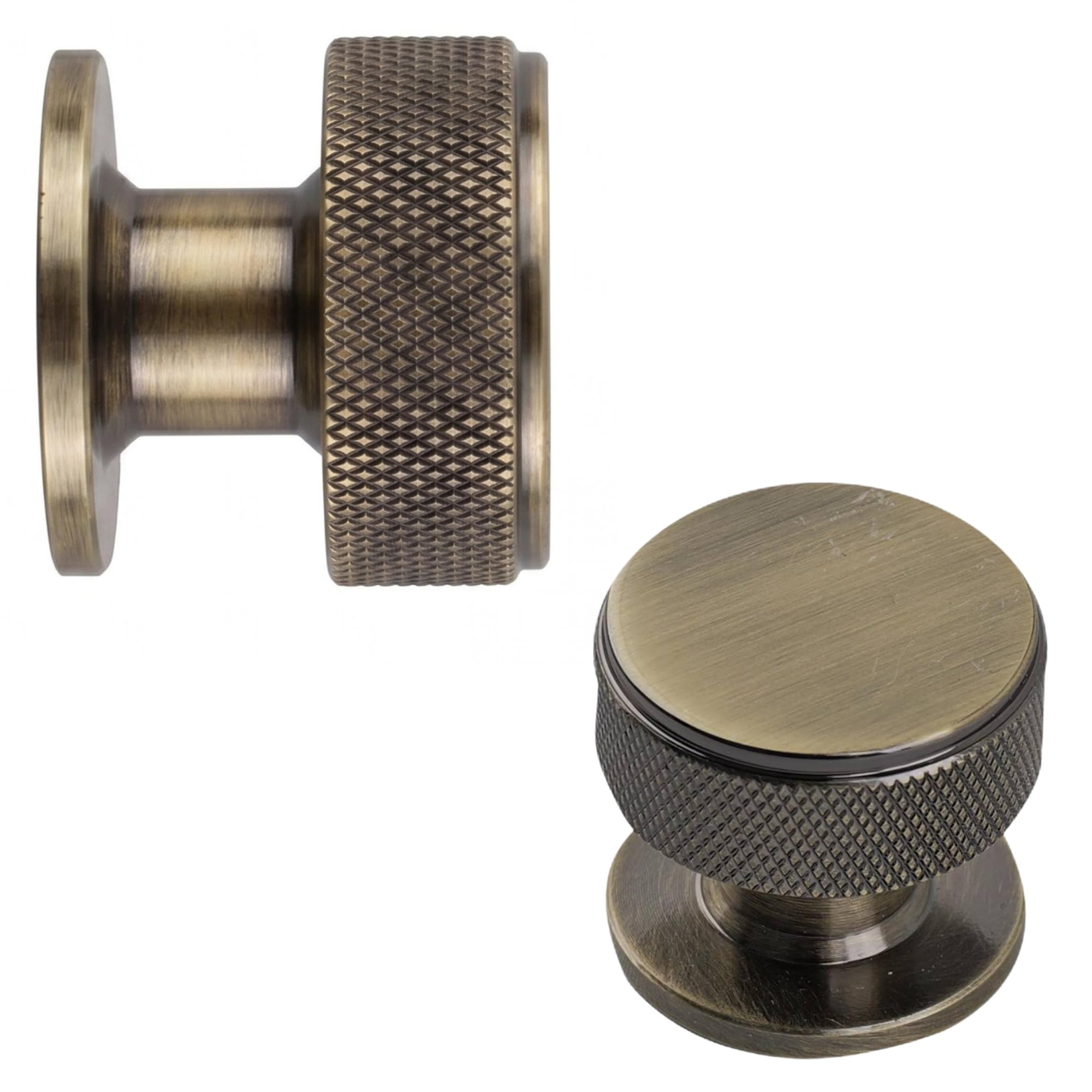 Keypak Antique Brass 10 Pack Large Knurled Cabinet Knobs – Modern Drawer Pull Handles For Kitchen Cabinets, Cupboards, Furniture & Doors