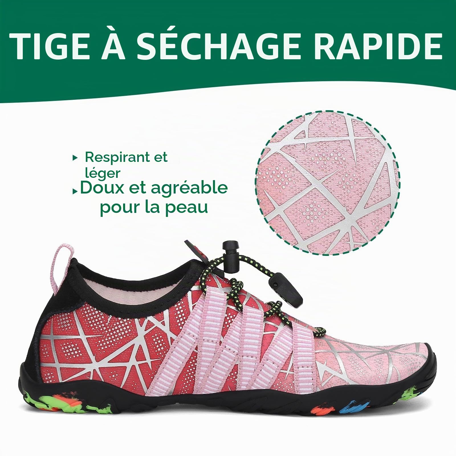 SAGUARO Chaussures Aquatiques Enfant Chaussure d'eau Garçon Fille Chaussures de Plage Respirant Chaussures Piscine Chaussures Mer pour Surf Plongée Nautiques Baignade,GR 24-36 EU