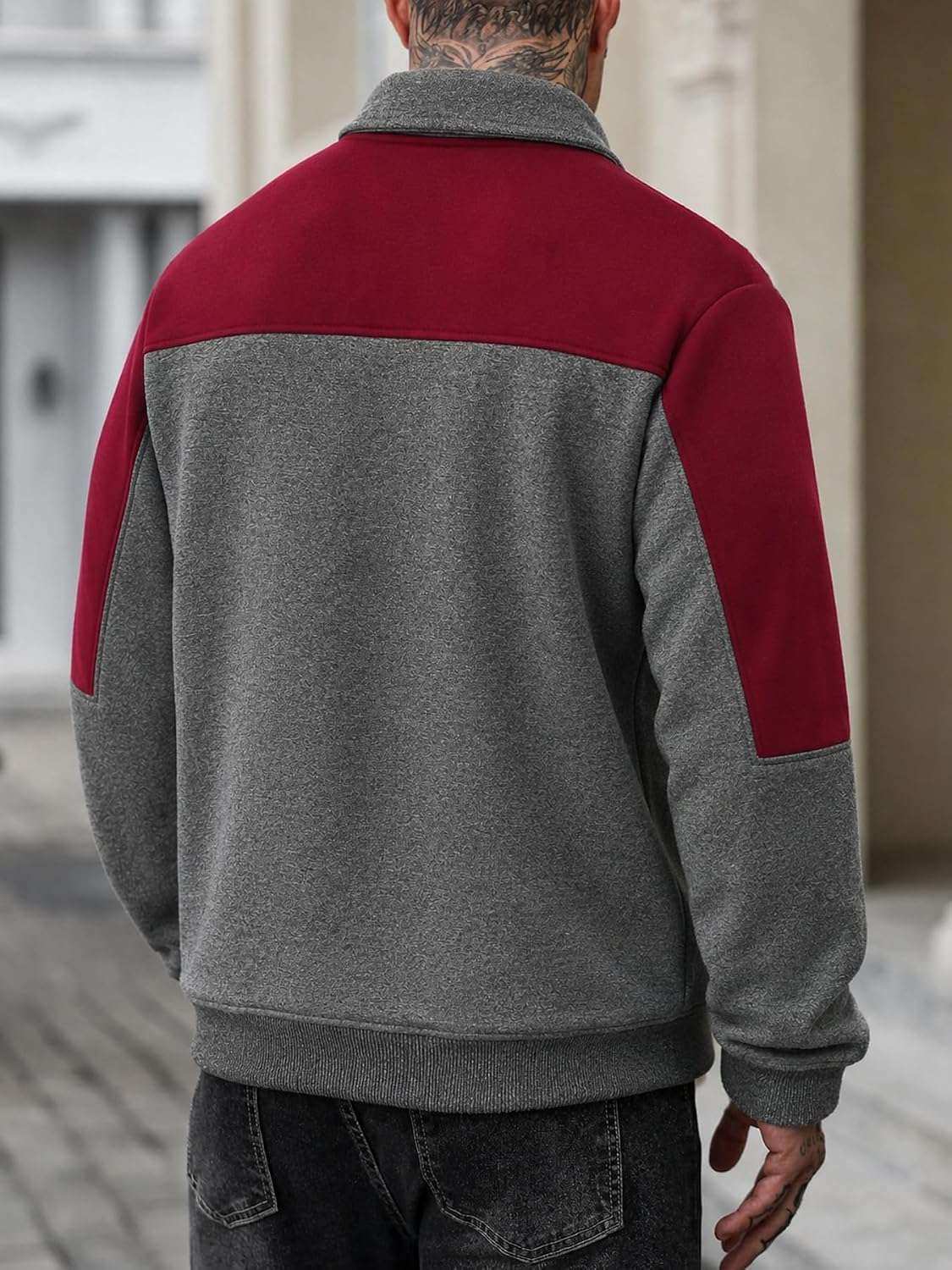 Greymont Men's Sherpa-Lined Full-Zip Color Block Collared Jacket