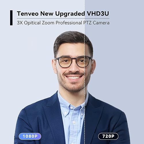 Miniatura 3 de Tenveo PTZ Cámara de conferencias 3X Zoom óptico 1080P 60FPS Amplia Vista Ángel Sala de conferencias PTZ Cámara PTZ USB3.0HDMIRS485RS232 Funciona