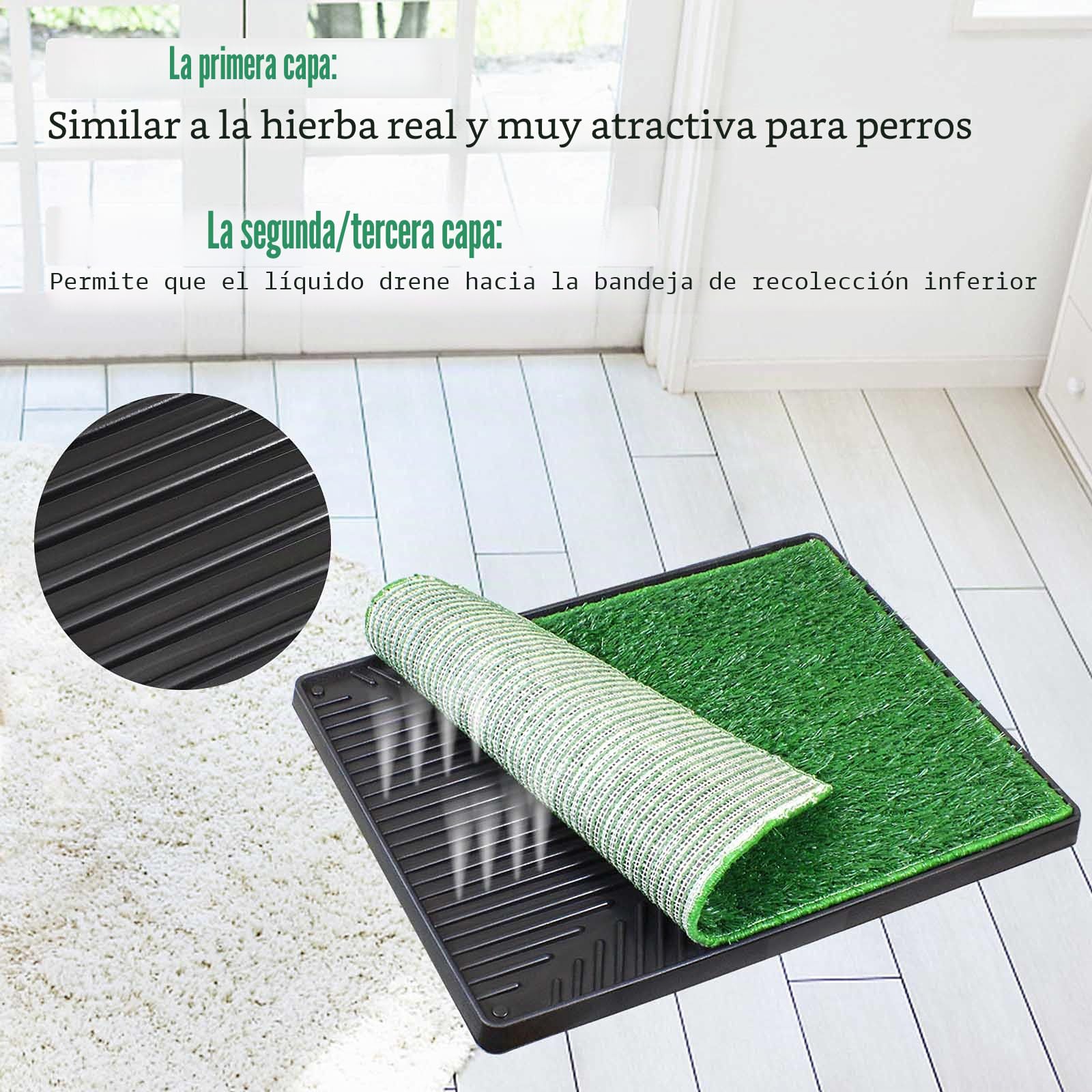 BRIAN & DANY 76 x 51 cm Inodoro para Perros de Césped Artificial con Bandeja de Desechos Removible, Orinal de Piso