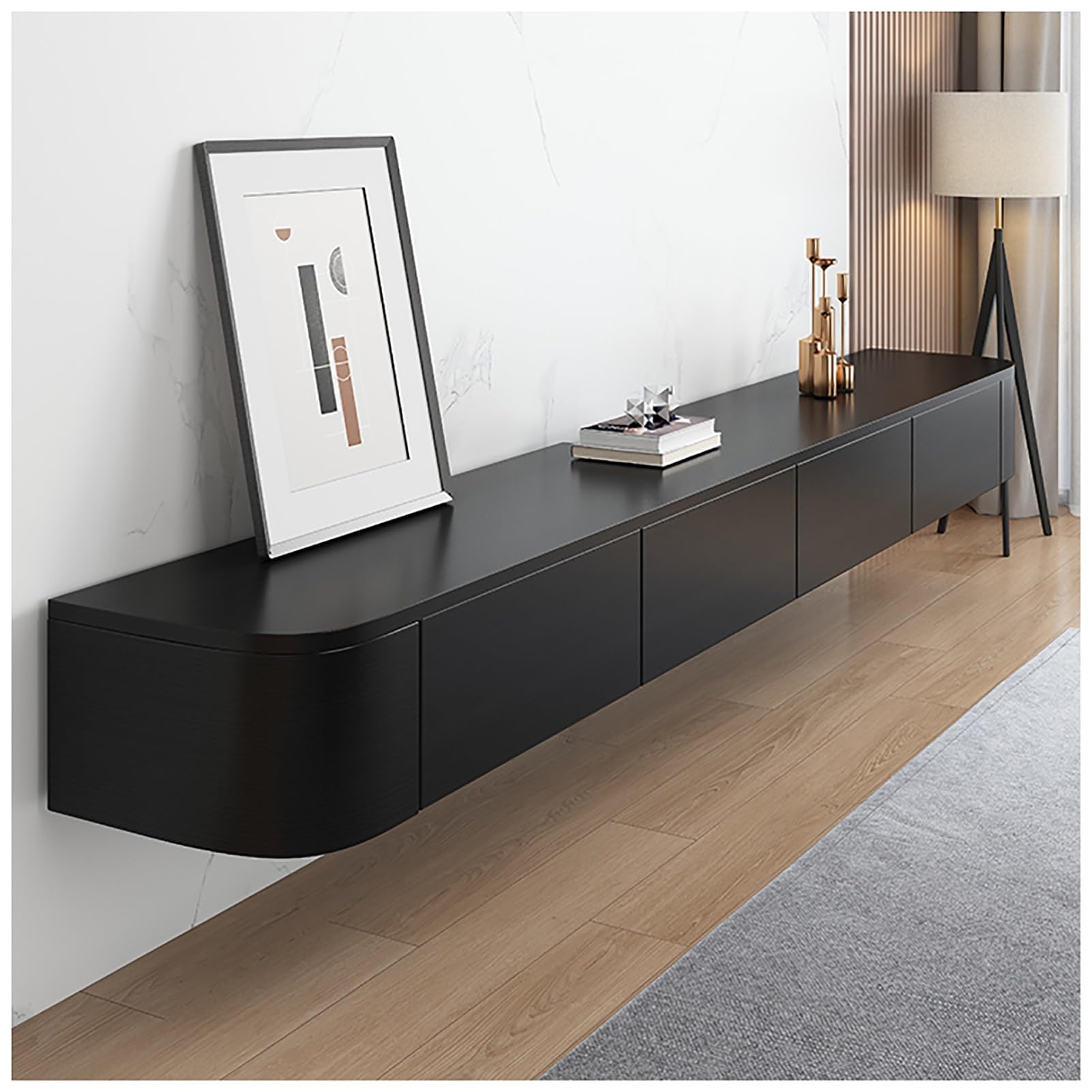 JXYQ 220cm Floating TV Stand Wall-Mounted TV Cabinet, Entertainment Center With Cable Management, Media Console With Storage For Living Room & Bedroom