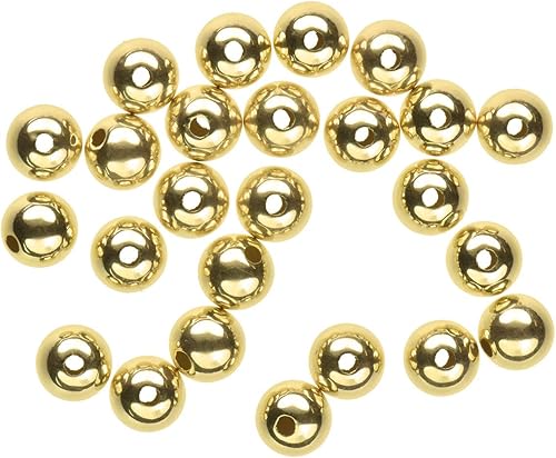 Cuentas lisas huecas de oro macizo genuino de 14 quilates de 0.157 in (24 piezas)