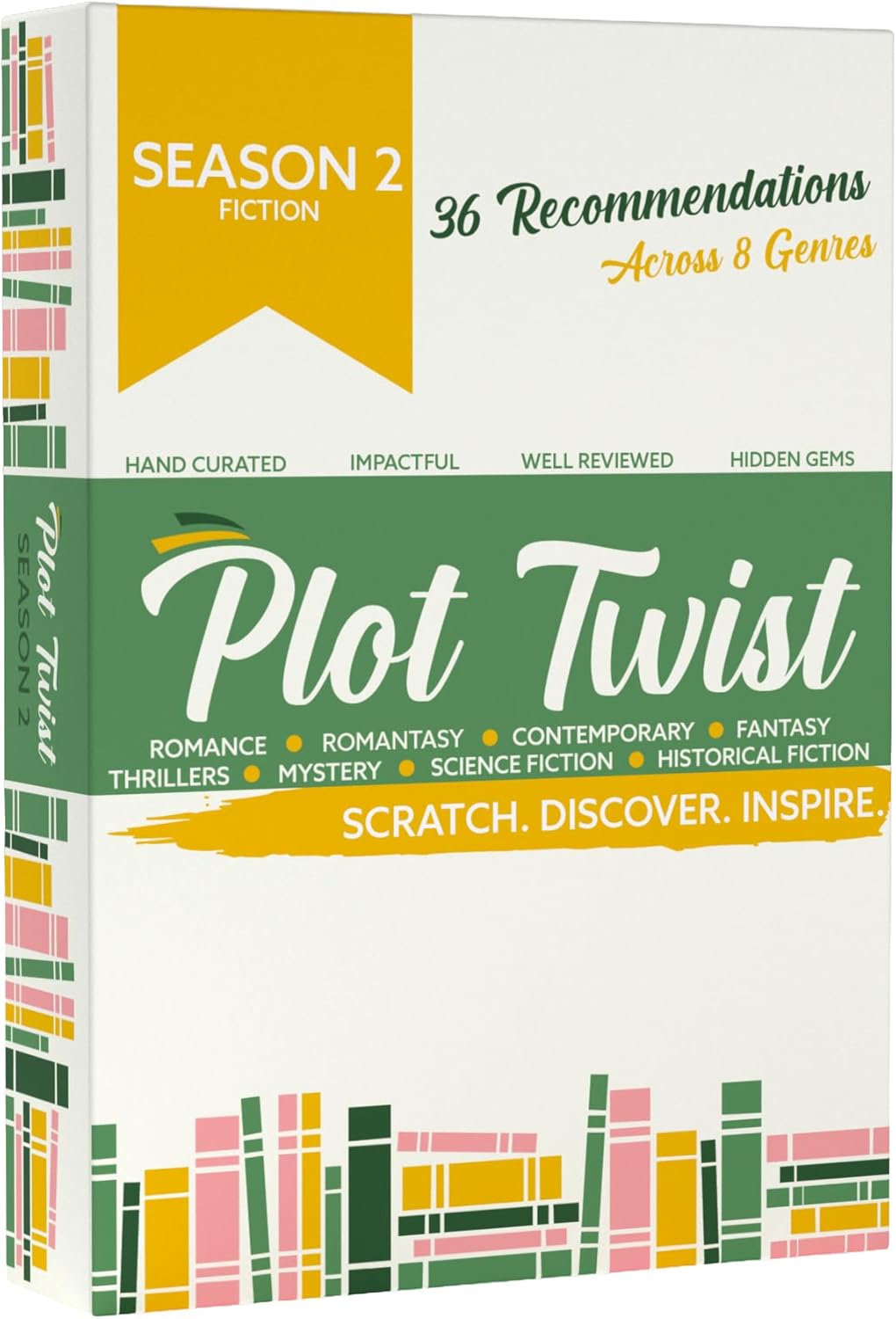 Blue Wasatch Games Plot Twist Season 2: 36 Book Recommendation Scratch Off Cards Across 8 Unique Fictional Genres. Gift for Couples, Book Clubs, Readers, Story Lovers.