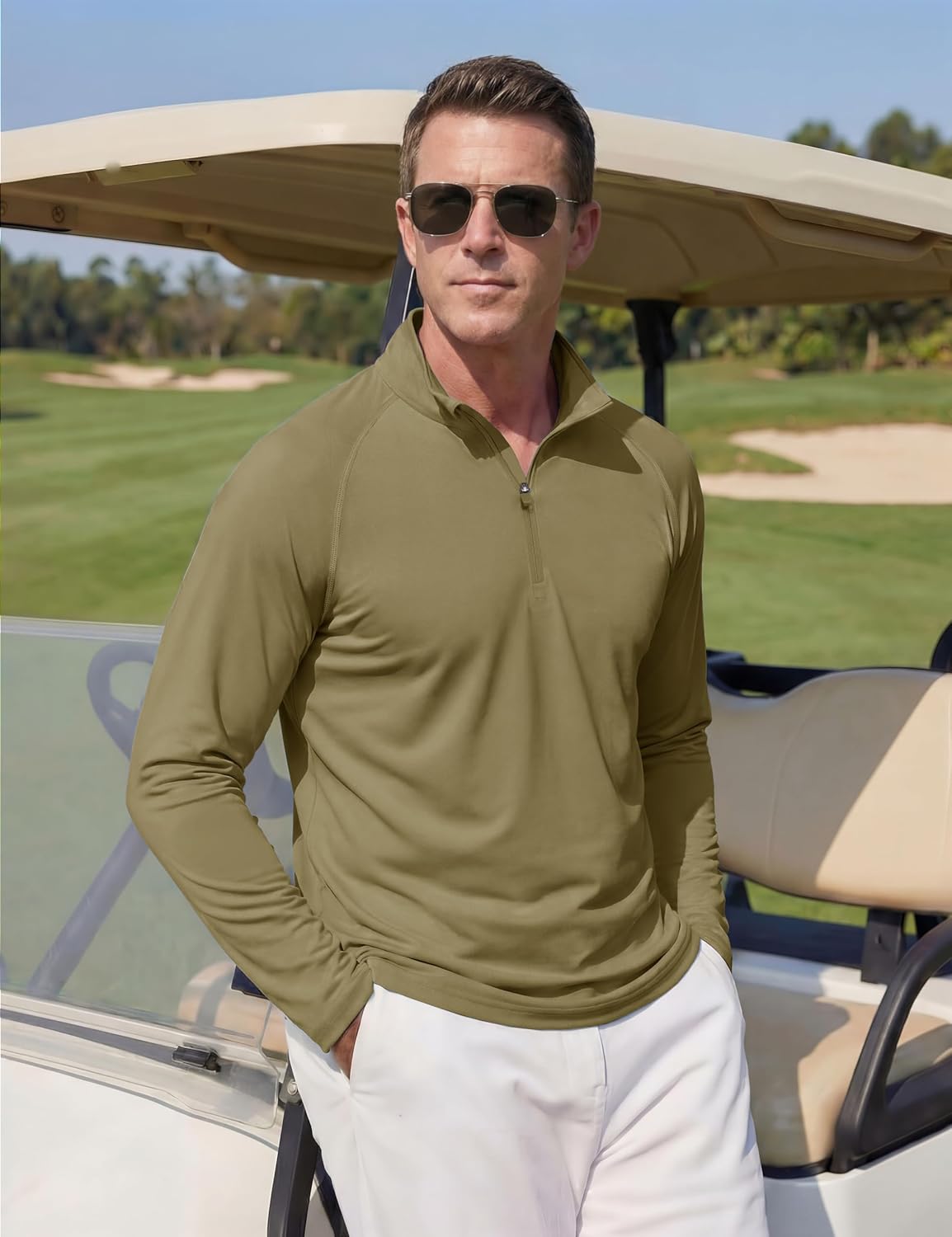 Boladeci Men's UPF 50+ Sun Shirts 1/4 Zip Long Sleeve SPF UV Protection Lightweight Quick Dry Quarter Zip Golf Shirts