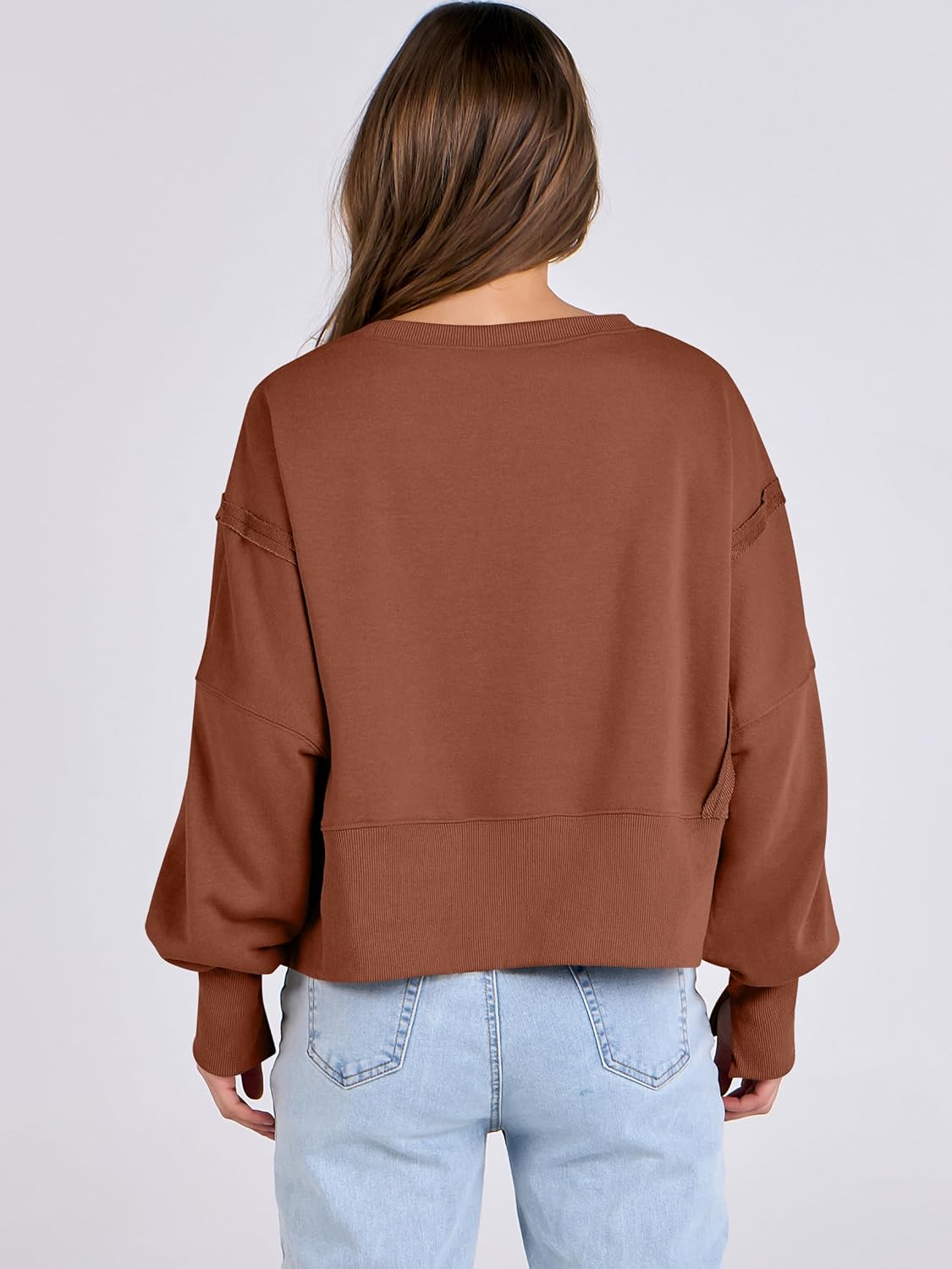 ANRABESS Womens Cropped Sweatshirts Oversized Crewneck Long Sleeve Tops 2026 Spring Winter Loose Pullover Teen Girls Clothes - Image 4