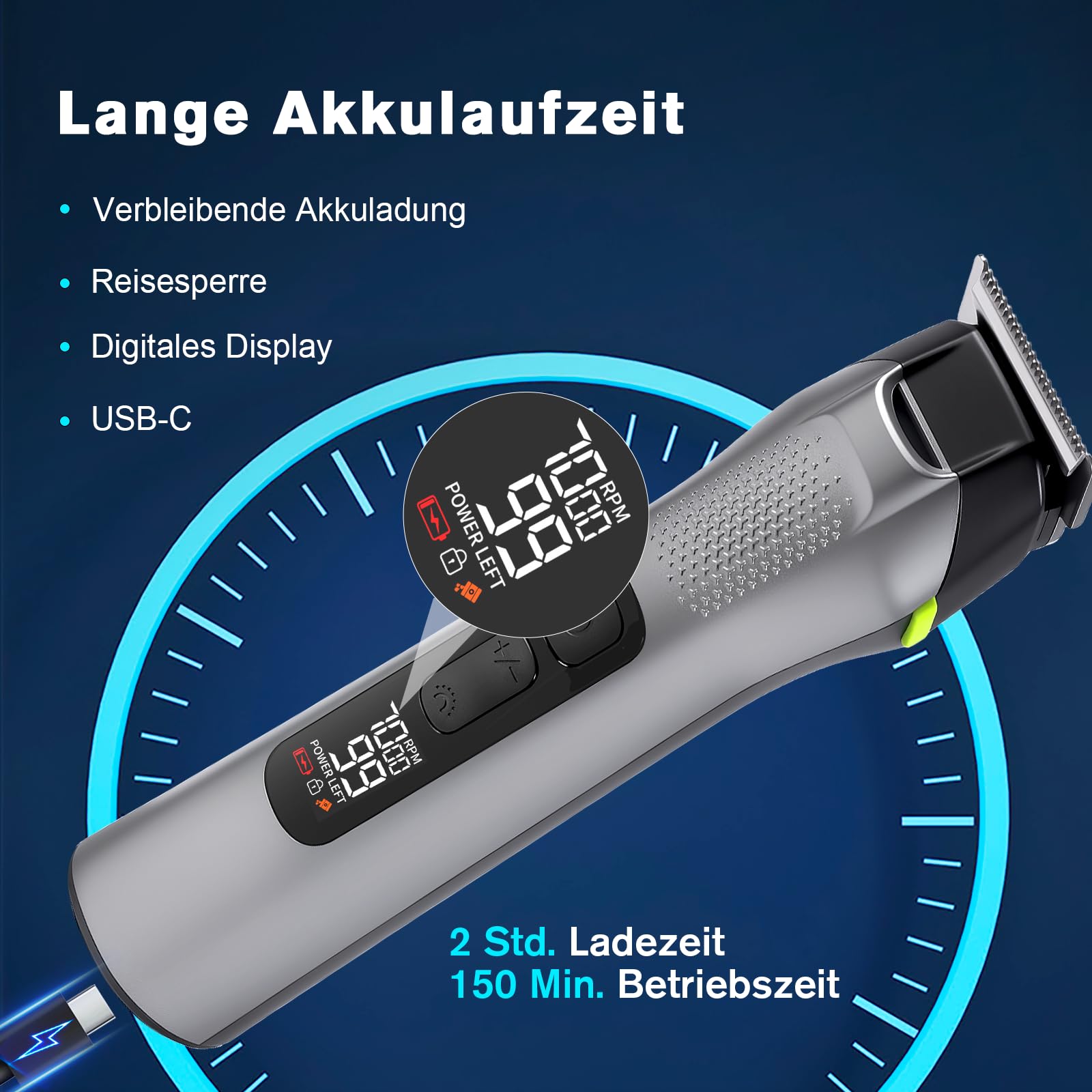 Carehabi 5 in 1 Haarschneidemaschine Barttrimmer Herren, All-in-1 Bartschneider Nasenhaartrimmer Kabellos, für Gesicht, Kopf und Körper, IPX7 Wasserdicht Multigroom kit, Geschenke für Männer