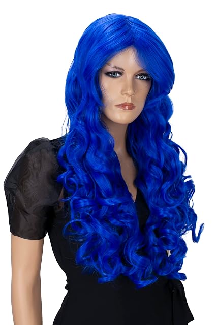 CAISHA Peluca De Pelo Extra Largo De 80cm Peluca De Fiesta De Cosplay Voluminosa Wig Azul CP4