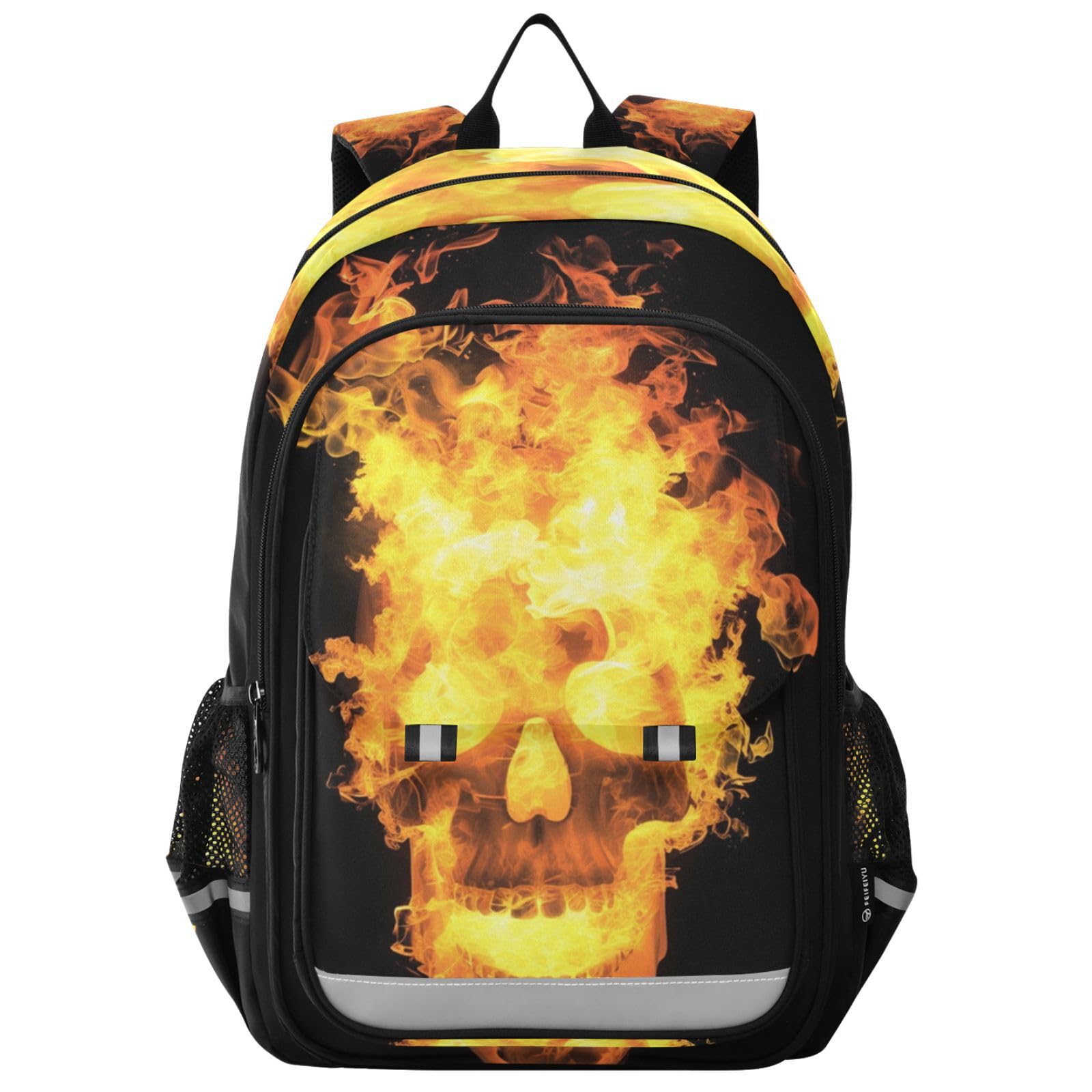 Teschio Infuocato Fiamme Dark Artwork Zaino Scolastico per Studenti,Zainetti per Bambini e Ragazzi,Ideali per La Scuola Viaggi