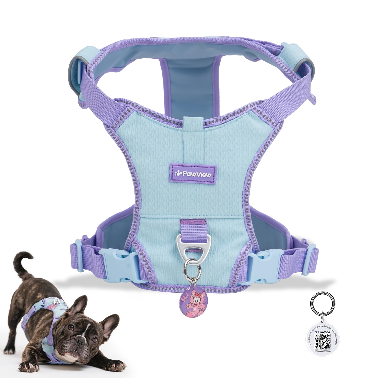 Fully Adjustable Pets Adventure Dog Harnesses with Aluminium Lead Attachment Portal & ID Bag,Reflective for Visibility,Perfect for Walking and Training For XS Small, Medium, Large Breeds,S,Blue