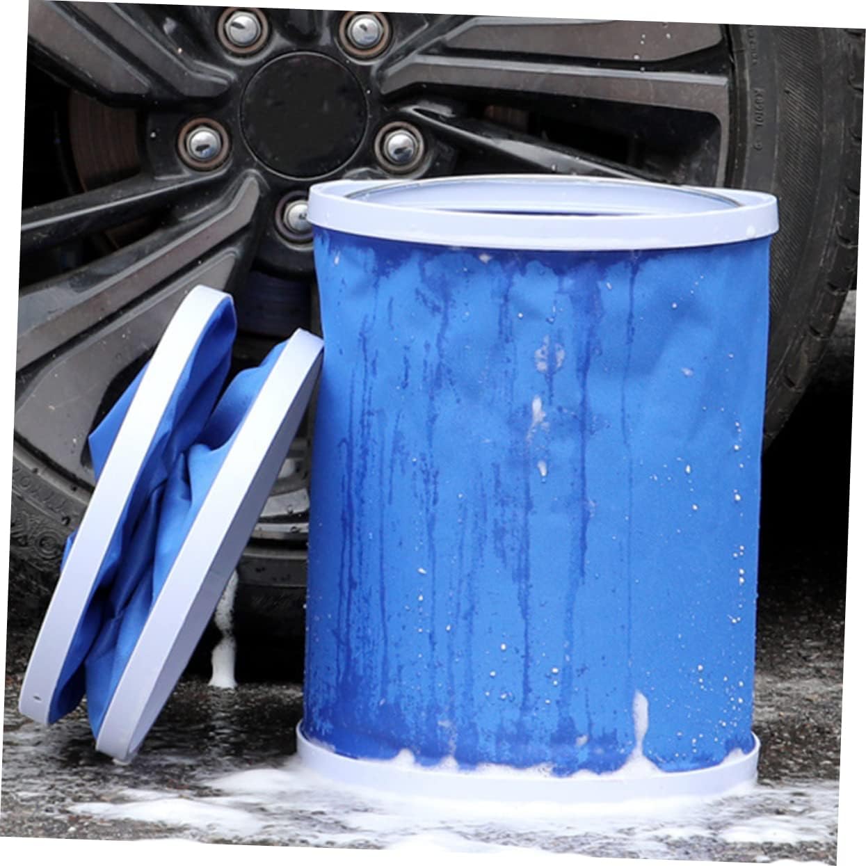Large Capacity Foldable Water Bucket for Vehicle Cleaning Fishing and Outdoor Use Portable Container for Easy Storage and Transport