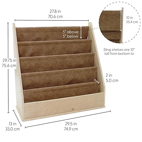 Miniatura 35 de Factory Direct Partners 13132-NT - Soporte de exhibición para libros de abedul, 5 estantes para libros y revistas infantiles para dormitorio, sala