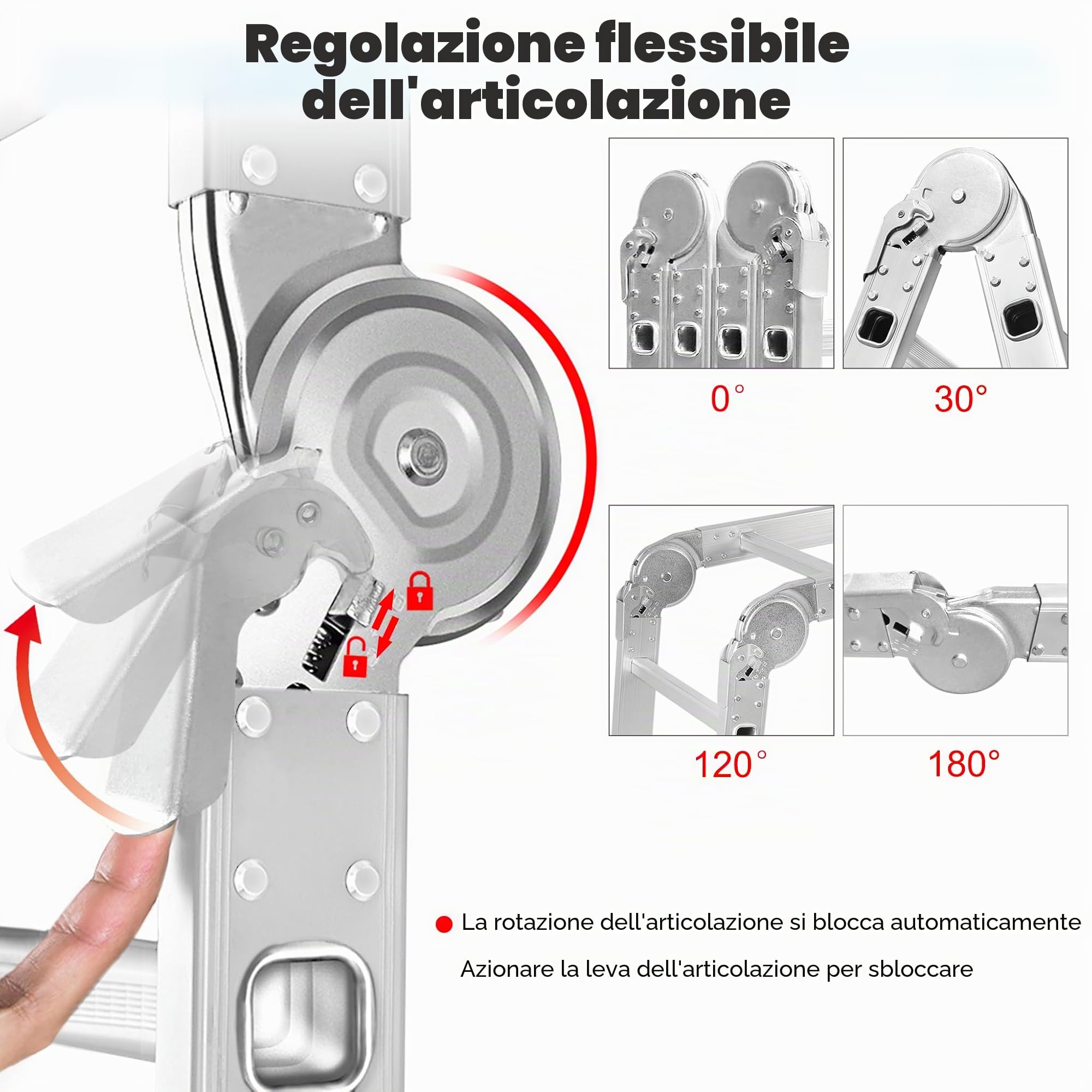 LZQ scala multiuso in alluminio, 4 x 3, 340 cm, 6 in 1, multifunzione, pieghevole, per uso domestico, per fare dei lavori
