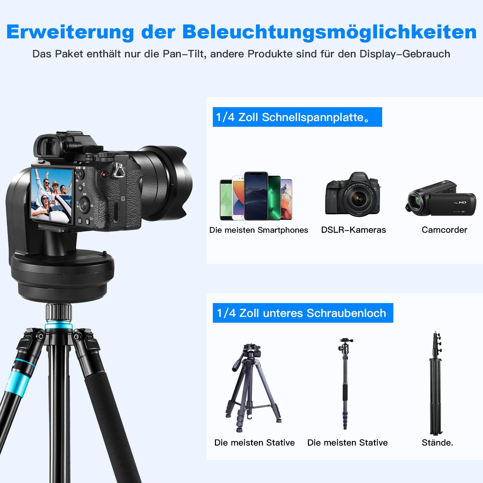 Soonpho M2 Motorisierter Stativkopf Elektrischer 360 Grad Erehbarer Elektrischer Remote Panorama-schwenkkopf mit Telefonklemme und Fernbedienung AB Zwei Punkt Typ für DSLR,Stativ,Mobiltelefon