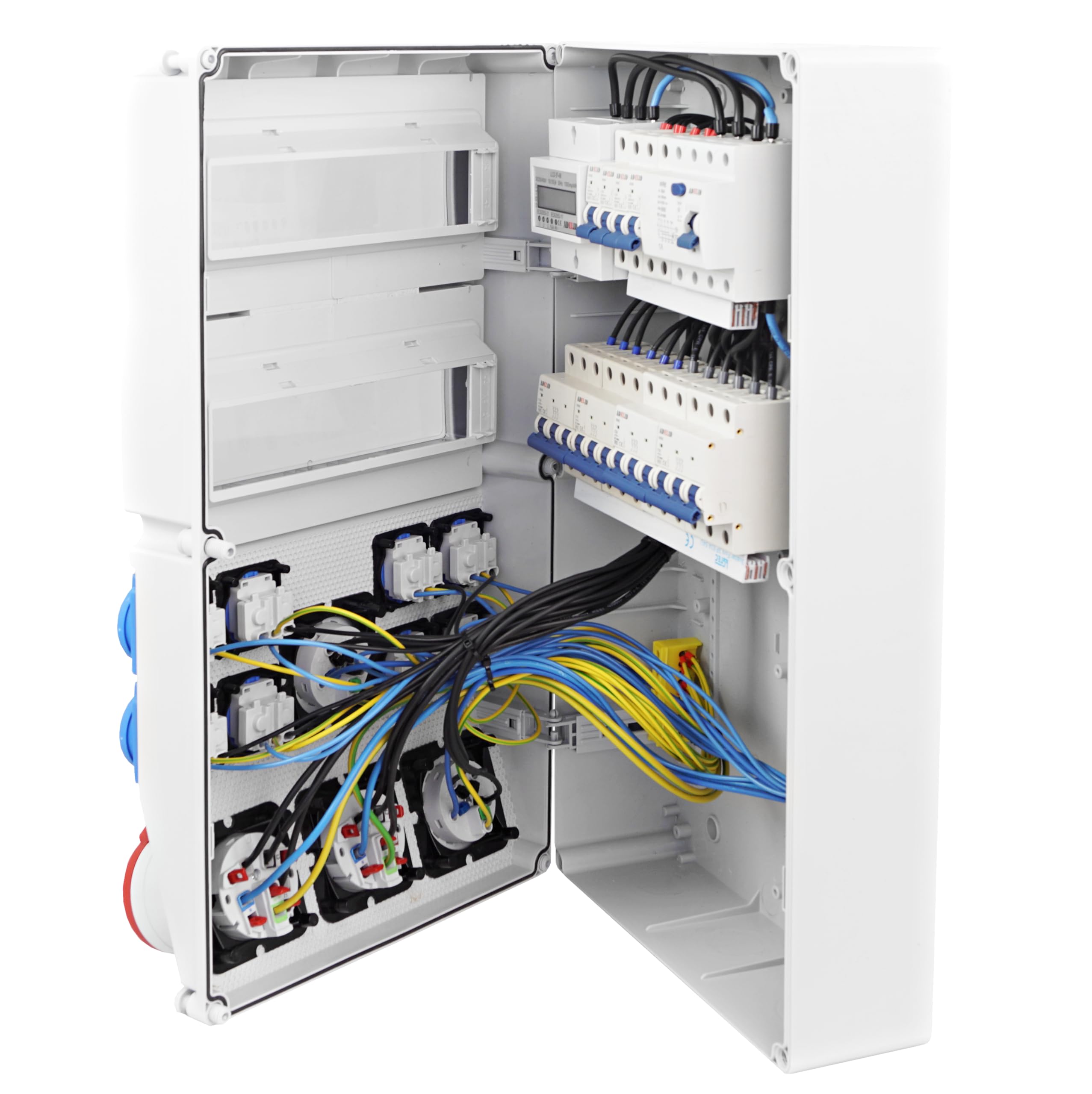 Baustromverteiler Wandverteiler Komplett Verdrahtet mit 400V CEE Dose 2x 32A 2x 16A 8x 230V Schuko Steckdose