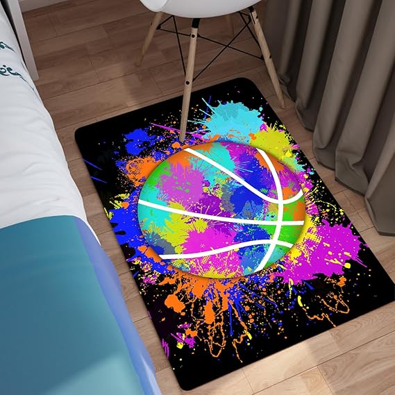 Kids Basketball Mat - Graffiti Basketball Rug for Boys Room Sports Carpet Rugs, 2x3 Feet