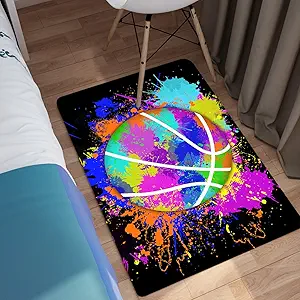 Kids Basketball Mat - Graffiti Basketball Rug for Boys Room Sports Carpet Rugs, 2x3 Feet