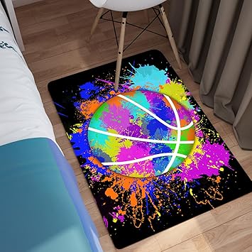 Kids Basketball Mat - Graffiti Basketball Rug for Boys Room Sports Carpet Rugs, 2x3 Feet