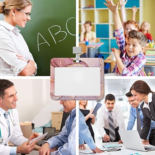 Miniatura 7 de Soporte para credencial de mármol dorado y rosa horizontal, desmontable, para hombres y mujeres, impermeable, protector de tarjeta de identificación