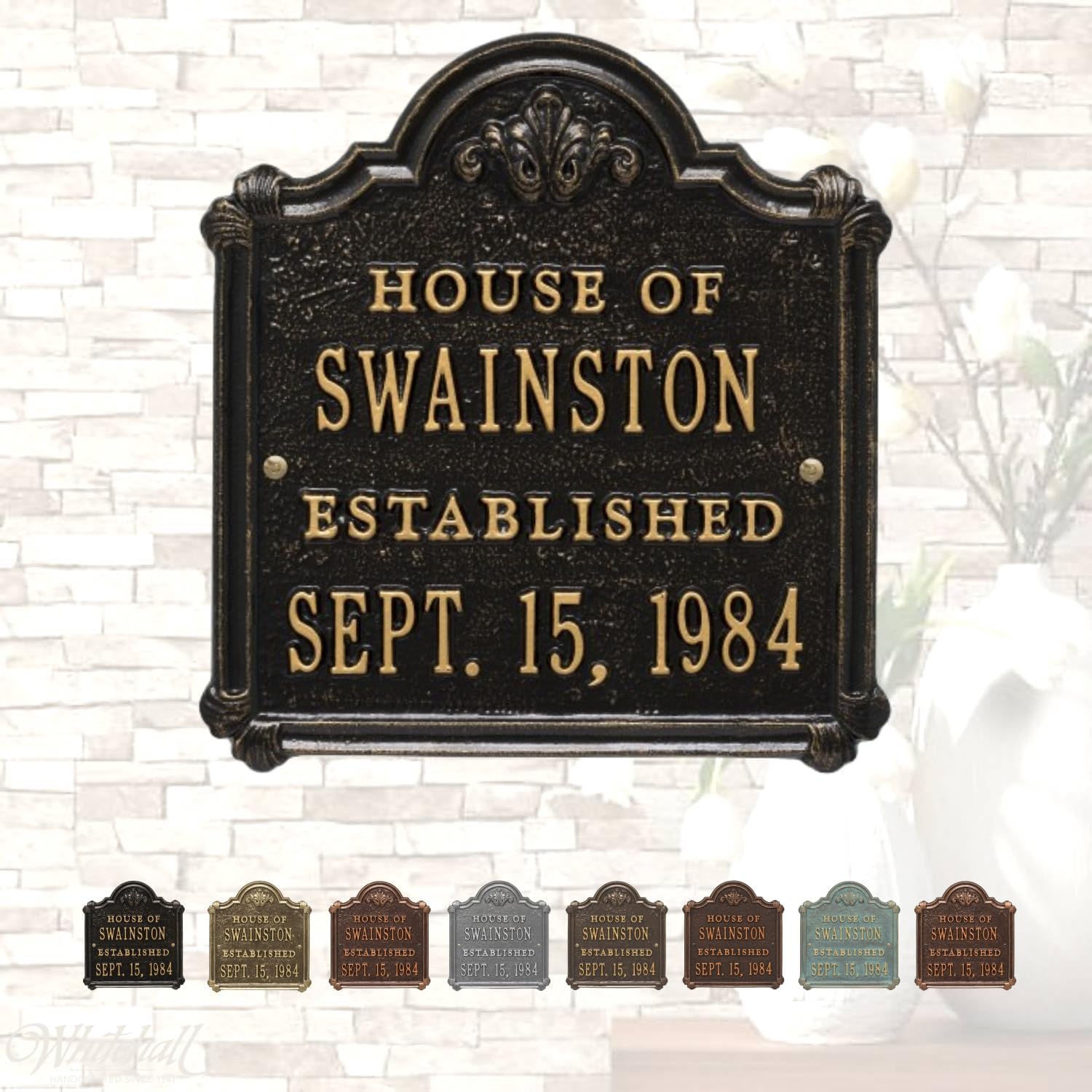 Whitehall Chatham Anniversary Wedding Personalized Plaque Black/Gold 10.8" x 11.5" x .32"