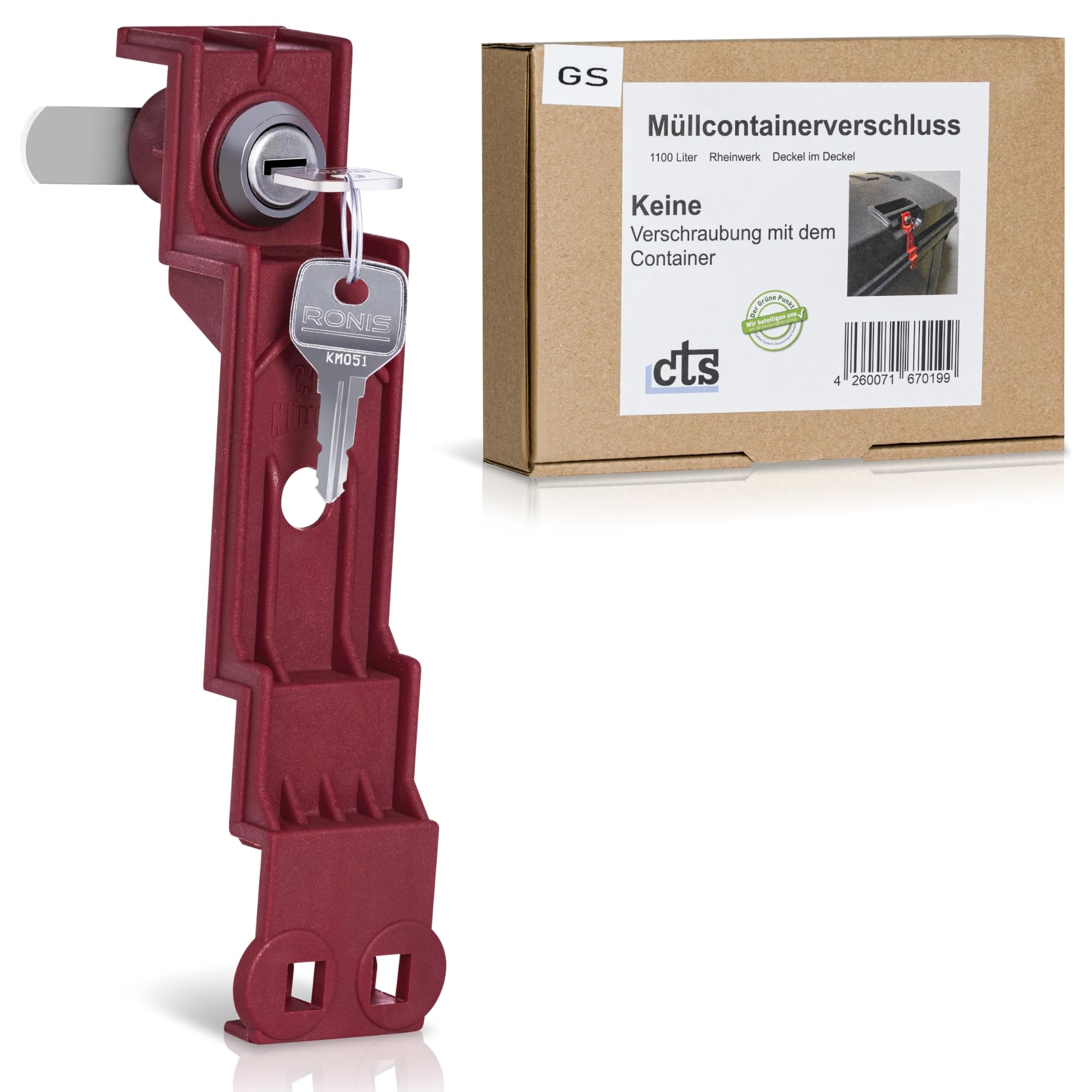 Müllcontainerverschluss, 1100 Liter, für Rheinwerk, Deckel im Deckel, Gleichschließend