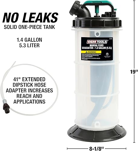 Miniatura 6 de OEMTOOLS 24389 Bomba extractora manual de fluidos, capacidad de bomba extractora de aceite de 1.4 galones (5.3 L), uso para aceite, refrigerante