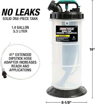 OEMTOOLS 24389 Manual Fluid Extractor Pump, 5.3L Oil Extractor, 5-Foot Hose