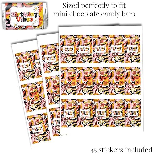 Miniatura 5 de Groovy Birthday Vibes - Kit de calcomanías para fiesta de cumpleaños, 429 piezas. Incluye 60 calcomanías circulares de 2 pulgadas para recuerdos y