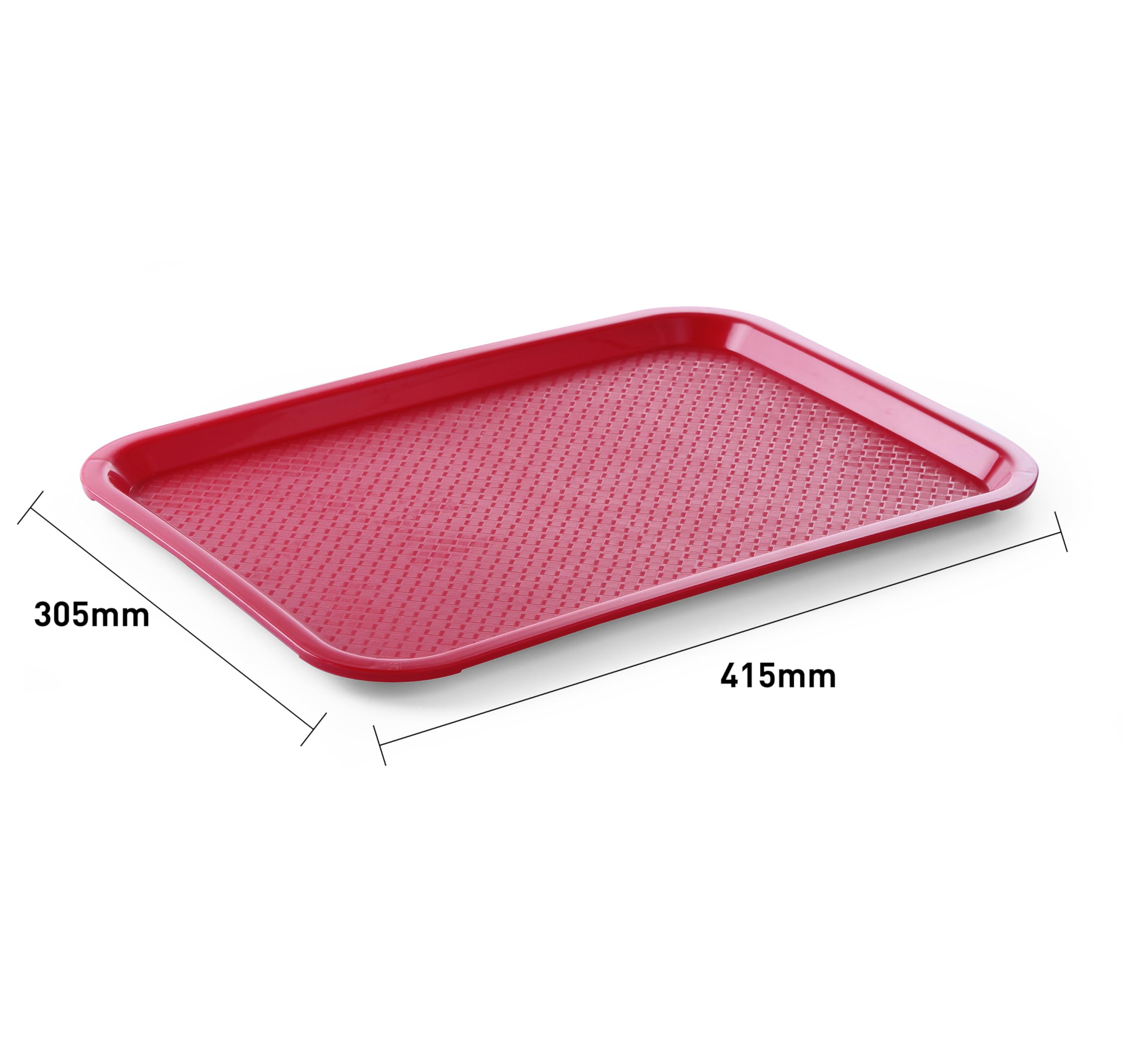 HENDI Bandeja de Servicio, Mediana, Rectangular, Multiusos, resiste hasta 80°C, Bandeja para Servir Comida rápida, Bebidas, Fast Food, Bandeja de Cocina, 305x415x(H) 20mm, Rojo, Polipropileno