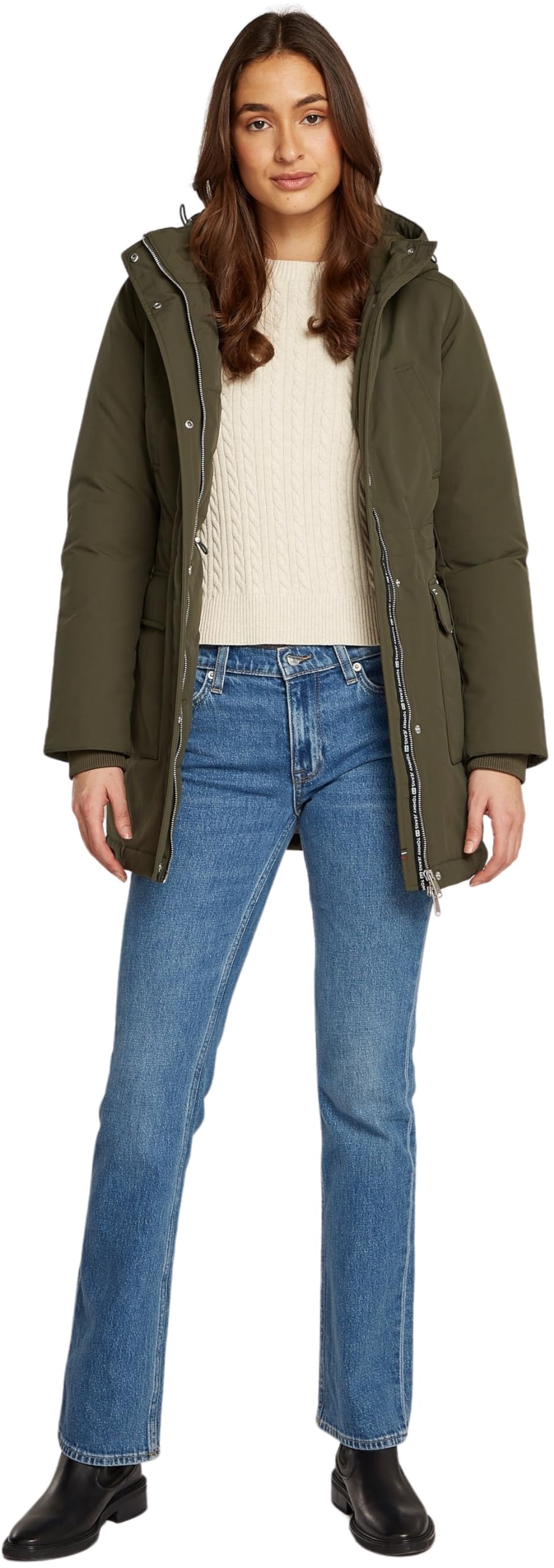 Tommy Jeans Women's Tjw Technical Down Parka Dw0dw18866 Parka Coat, Green (Fatigue Green), XXS