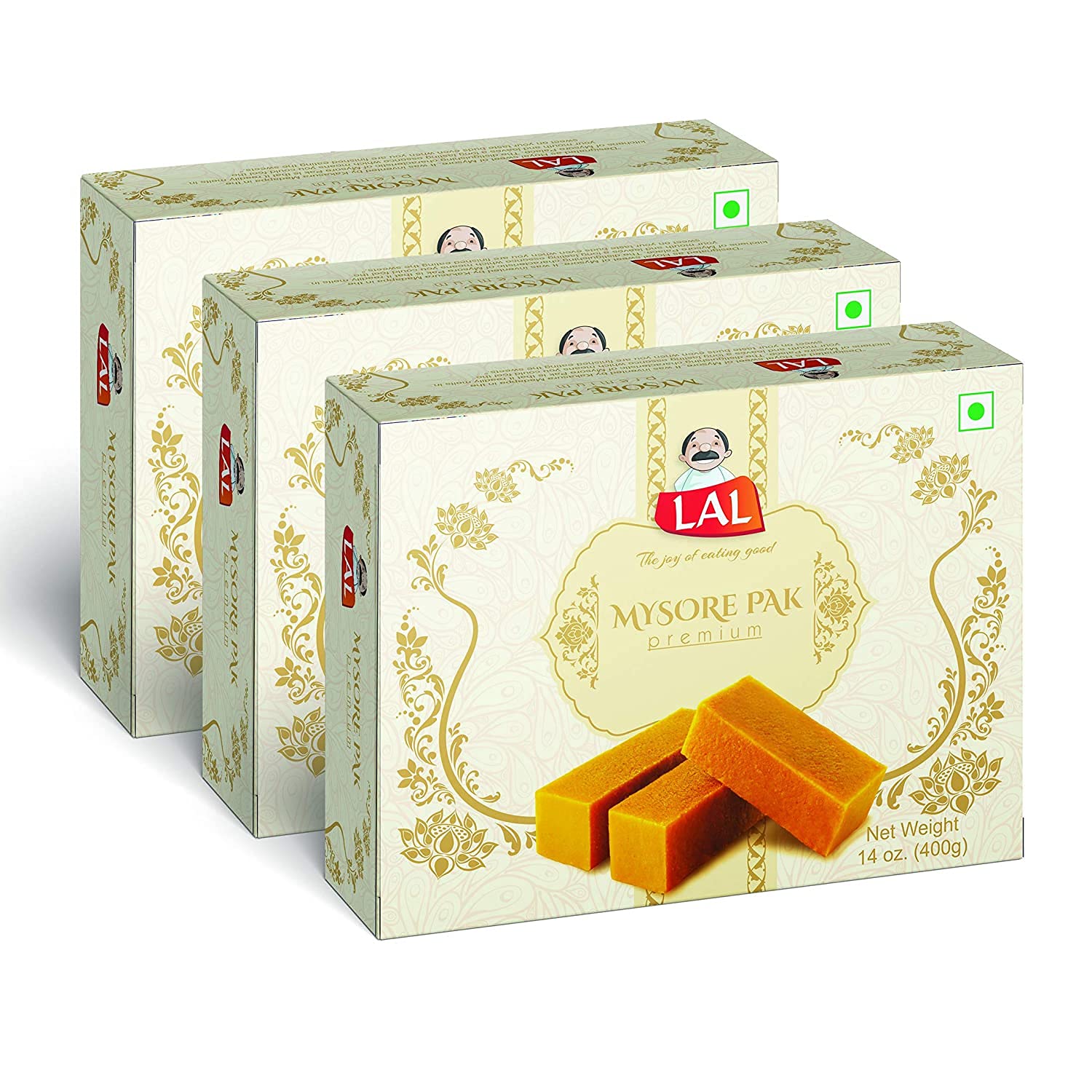 Lal Sweets Authentic Indian Mysore Pak (400 Gram) -Pack of 3