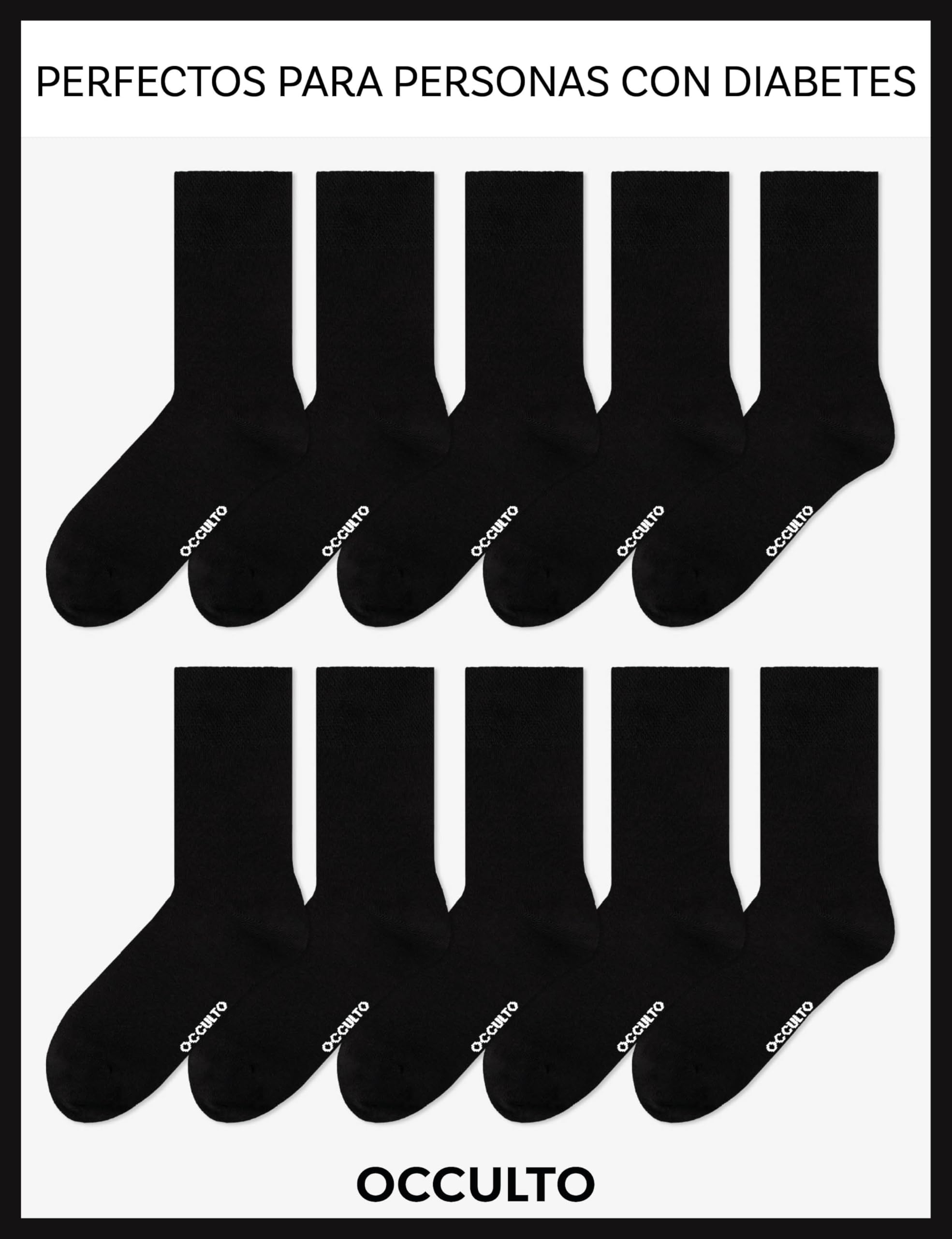 Occulto calcetines diabeticos hombre & mujer pack de 10 (modelo Goetz), calcetines sin costura sin goma