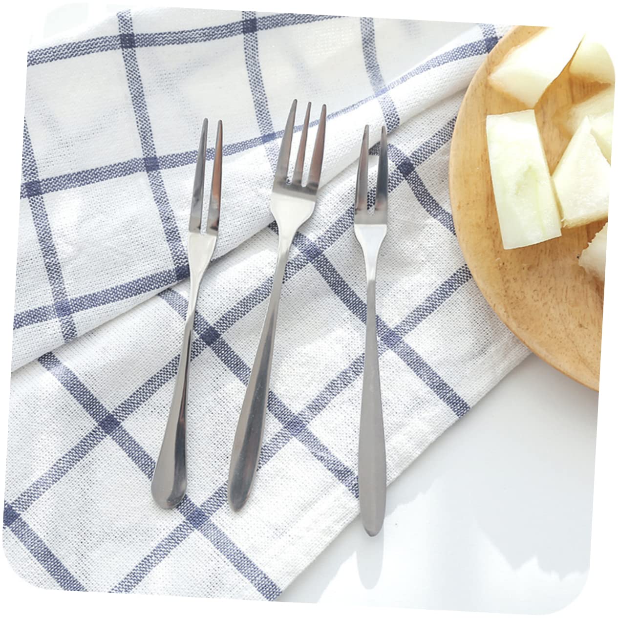 12 Stück Teiliges Obstgabeln mit Langem Griff als Dessertgabel Tortenbesteck und Beefsteakgabel für Picknick und Camping