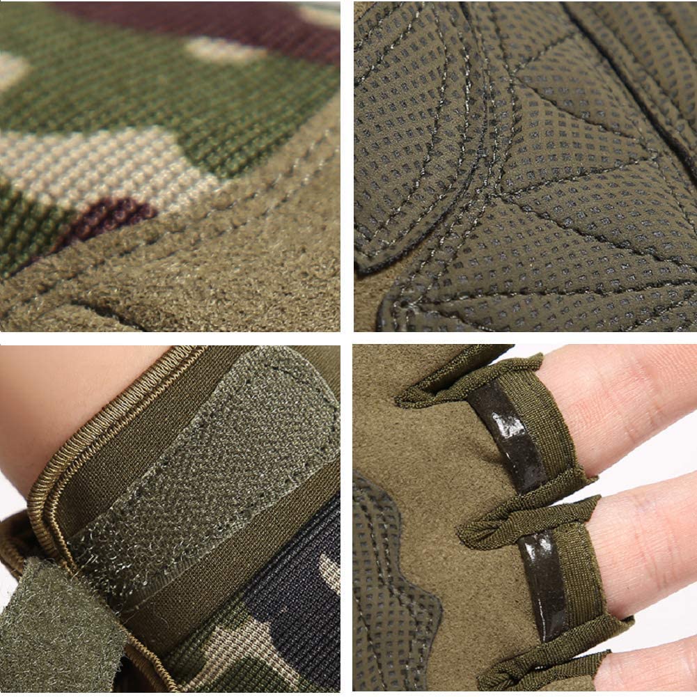 Hycoprot - Guantes sin dedos para exteriores, ligeros, transpirables y protectores para escalada, motocicleta, camping, escalada, al aire libre