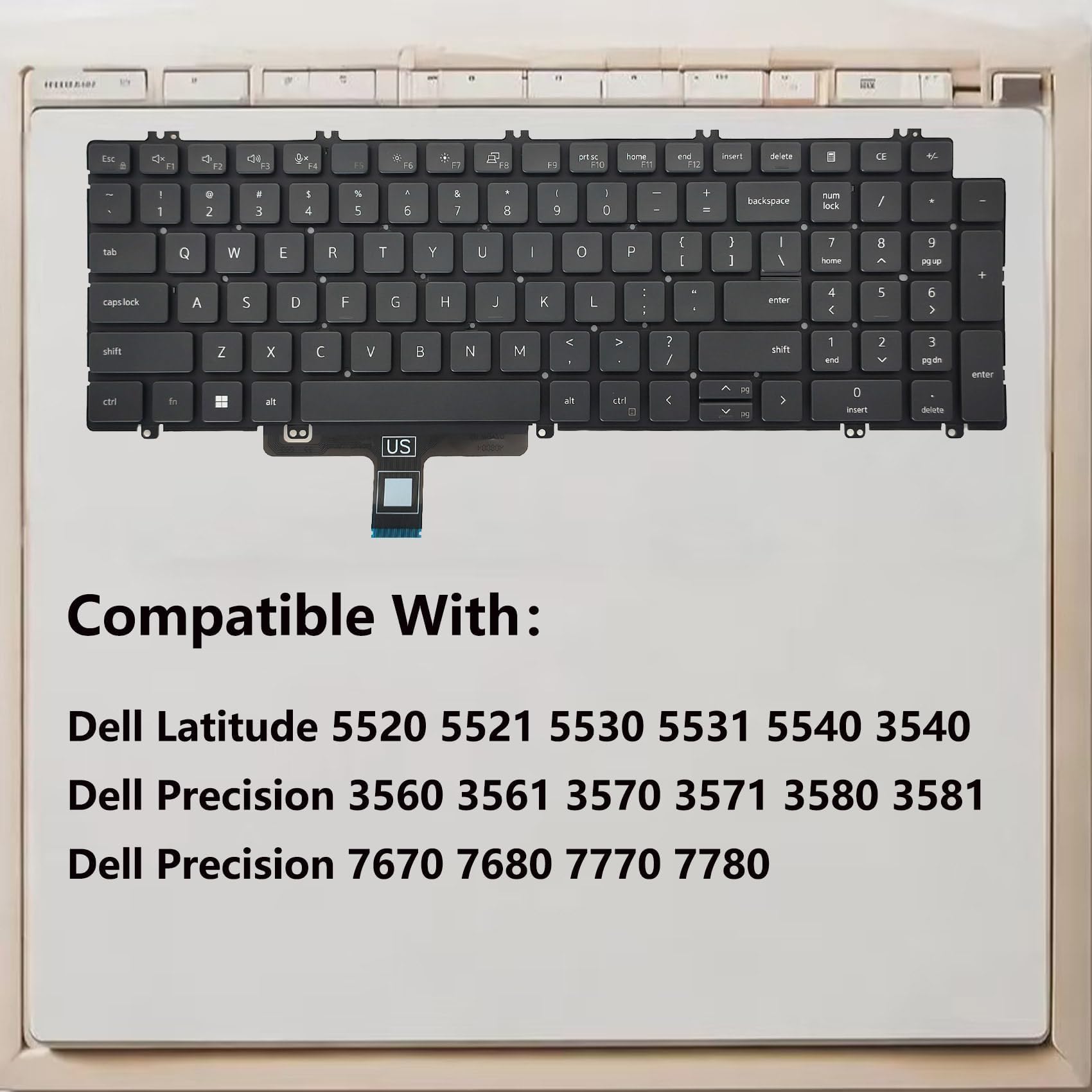 Laptop With Backlit Keyboard TECLADO DELL LATITUDE 5520 5521 PRECISION 3560 3561 GRIS PLOMO ESPAÑOL Dell Inspiron