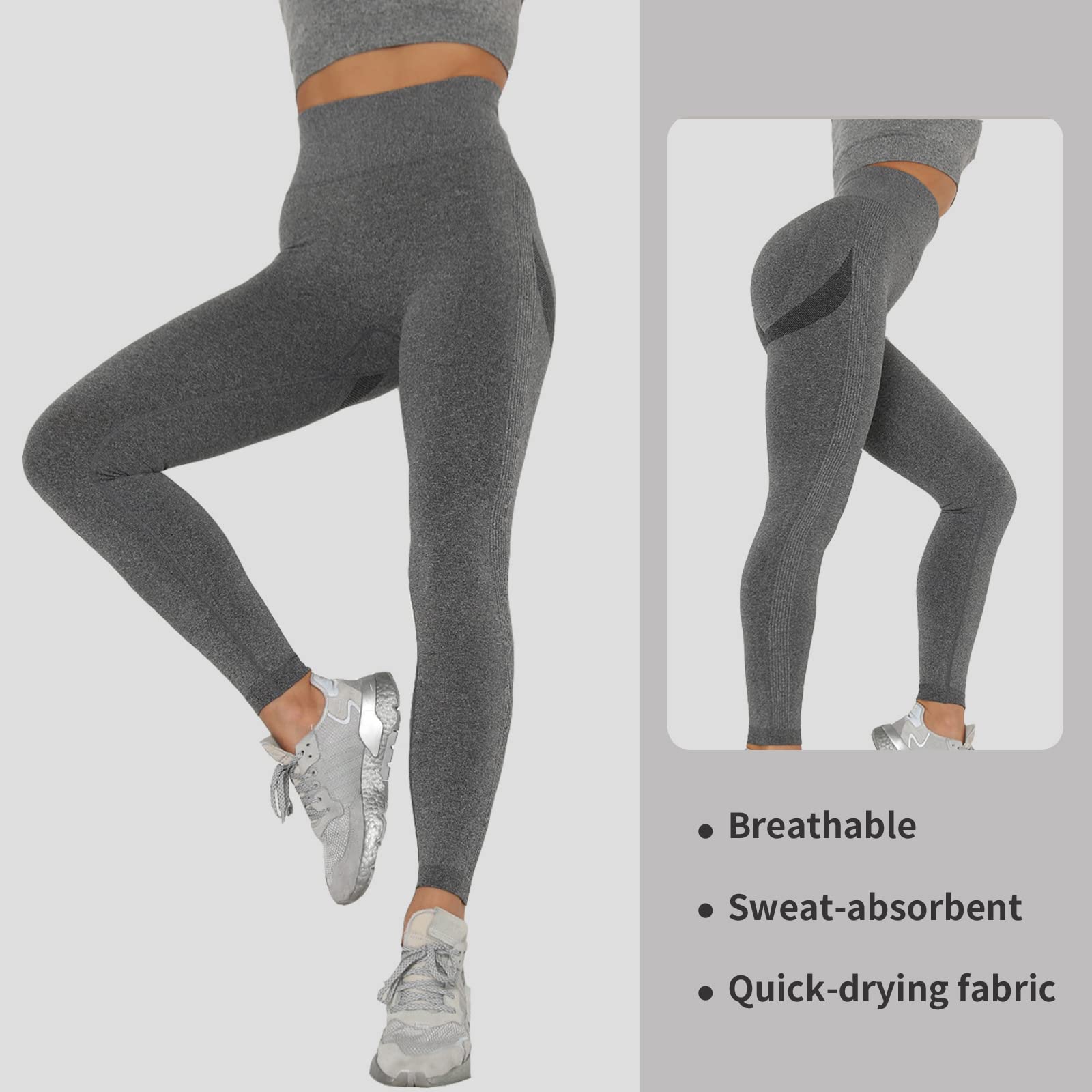 Merlvida Leggins Sportivi Donna Vita Alta Leggings Push Up Pantaloni Palestra Controllo della Pancia Anticellulite Pantacollant Opaco Elastici Tuta Collant Abbigliamento Sportivo Donna Yoga Fitness