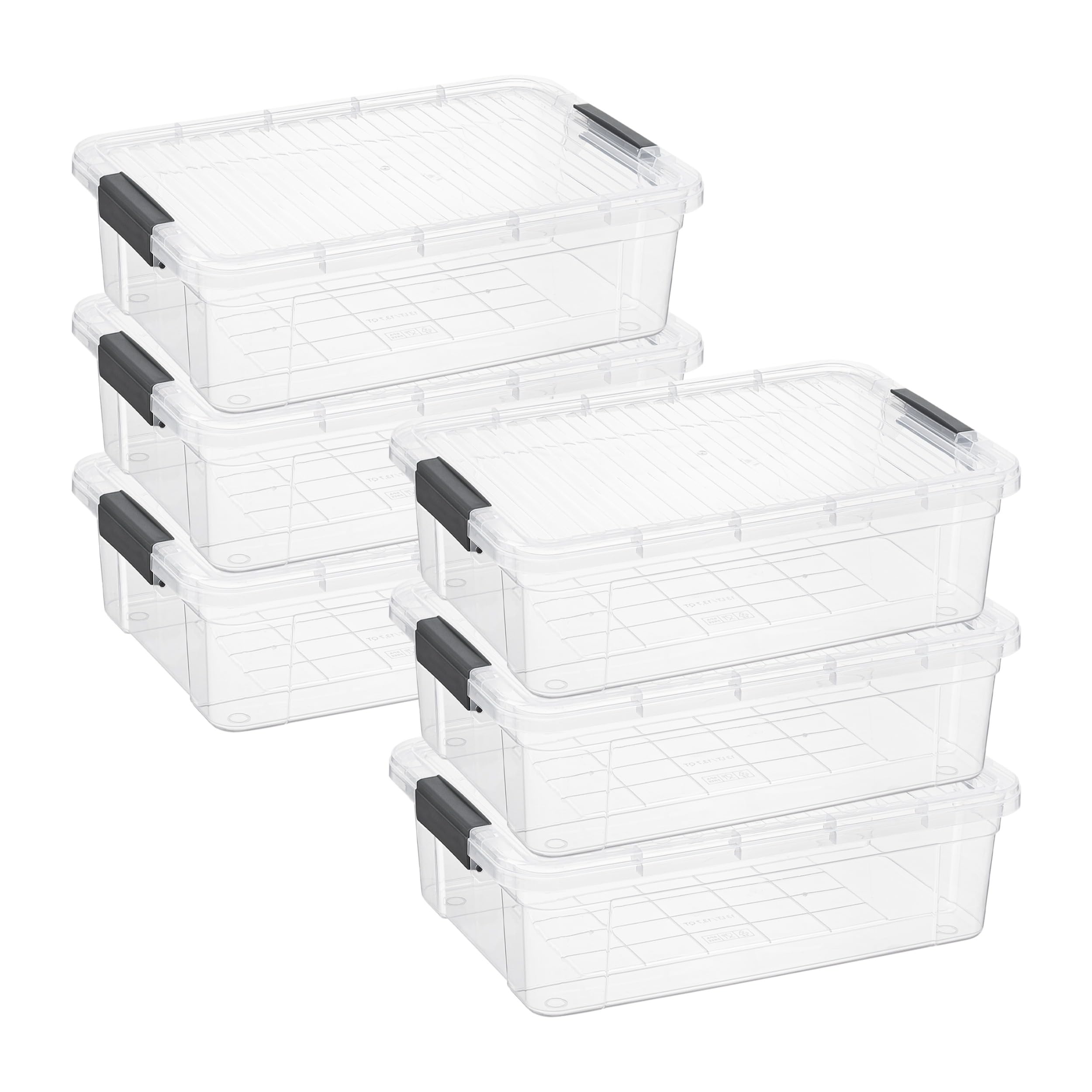 Superio 13.7 Quart Clear Plastic Storage Bin with Lid, Stackable Organizer Box, BPA-Free Storage Container for Home, Garage, School &amp; Office, 6 Pack