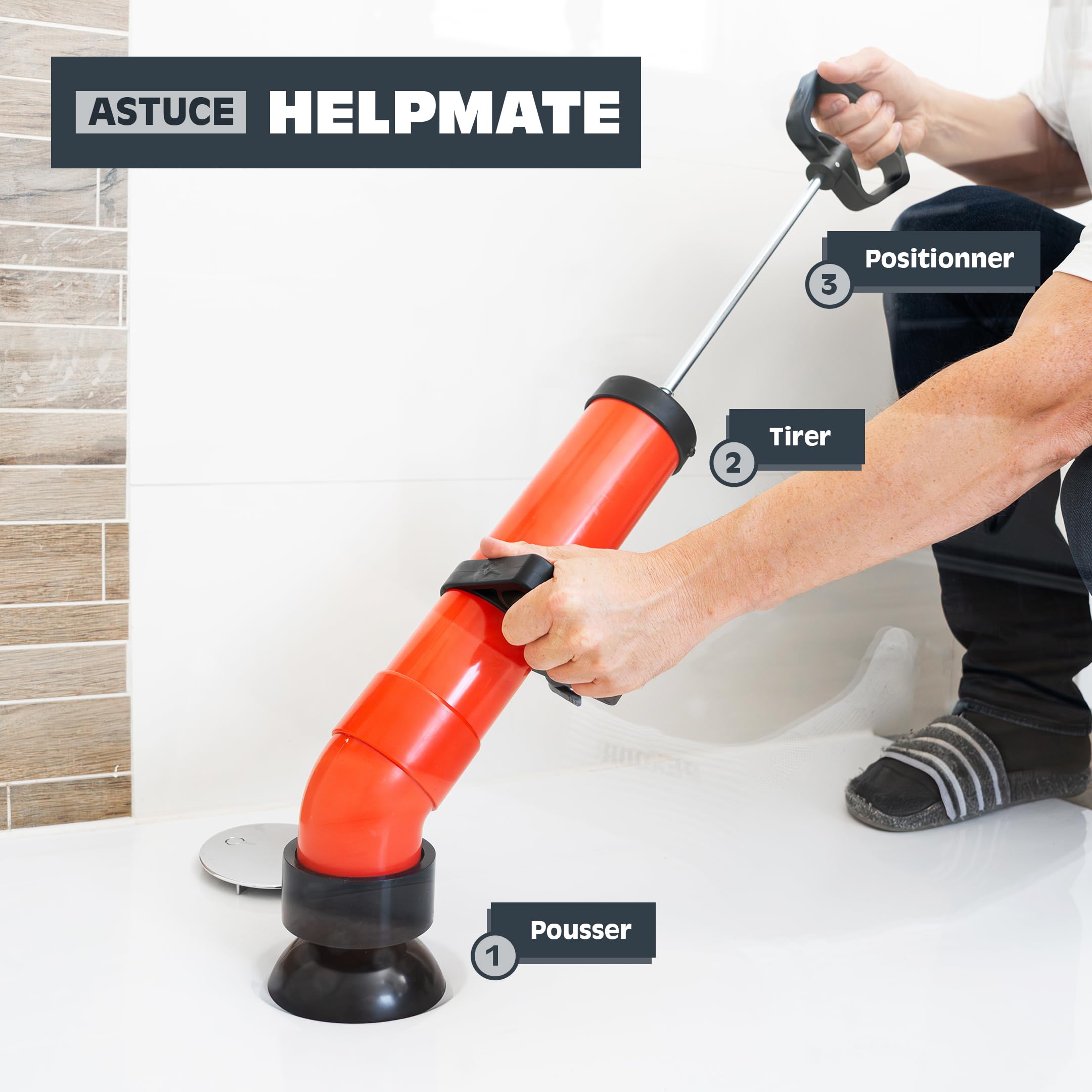 HELPMATE – Furet de débouchage – Nettoyeur de canalisations à haute pression pour salle de bain, cuisine et WC – Élimination efficace des bouchons – Nettoyage écologique sans produits chimiques