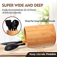 Vista 4 de Soporte de bambú para utensilios de cocina, soporte grande para encimera de cocina, cuchara de bambú y soporte para palillos para decoración